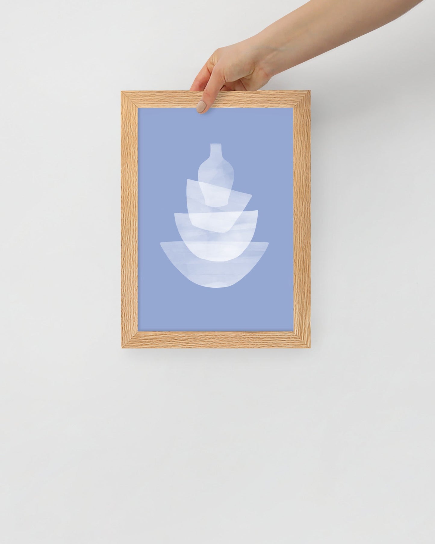 'Ceramic - Blue' 21×30 cm Fine Art Print with Oak Frame - Spilt Art by Melbourne Artist Eryn Levey