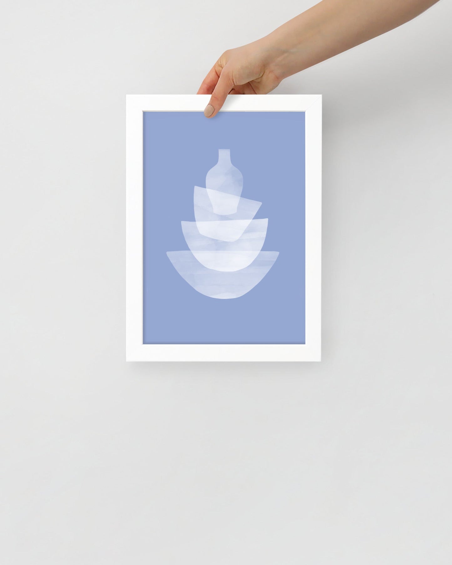 'Ceramic - Blue' 21×30 cm Fine Art Print with White Frame - Spilt Art by Melbourne Artist Eryn Levey
