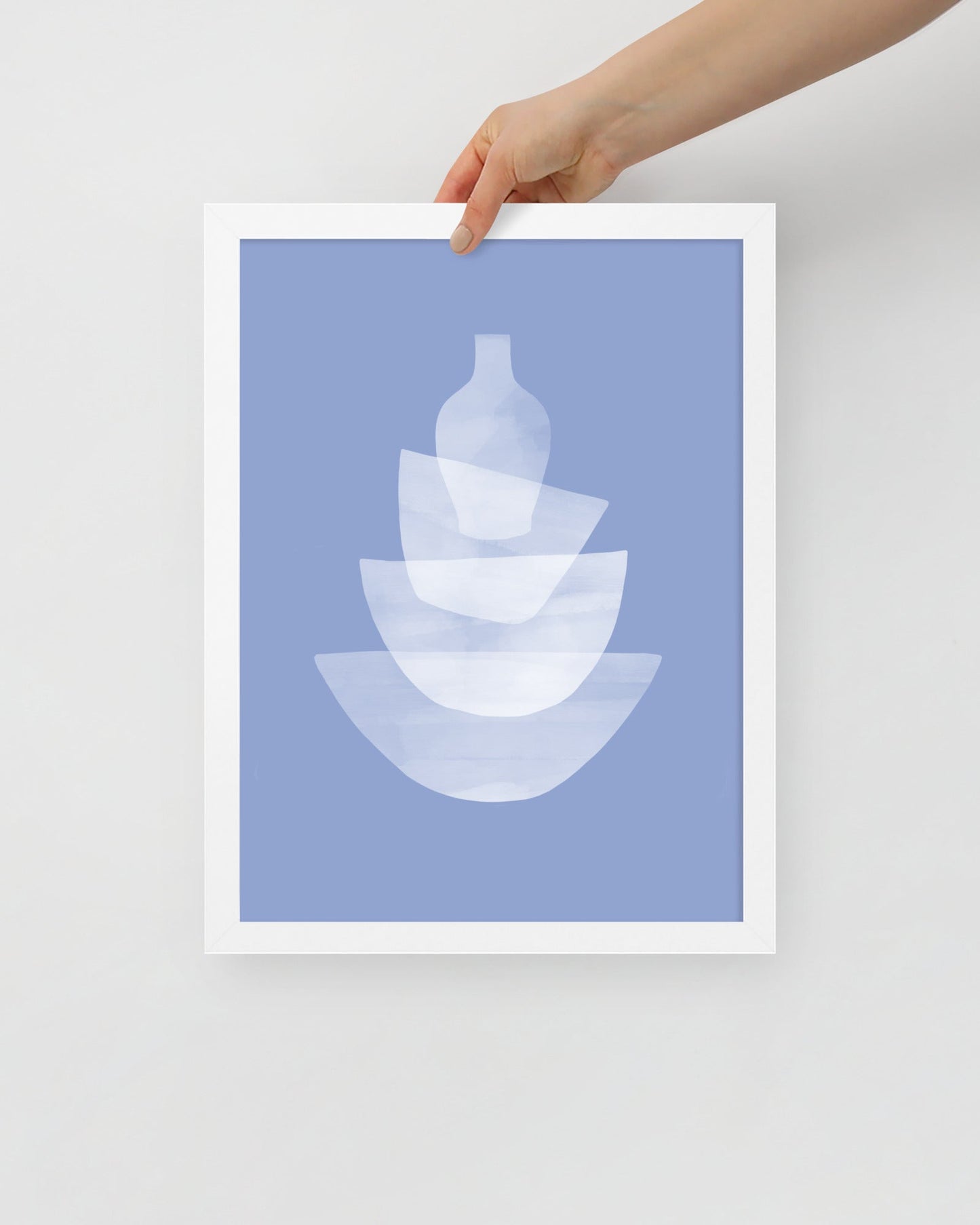 'Ceramic - Blue' 30×40 cm Fine Art Print with White Frame - Spilt Art by Melbourne Artist Eryn Levey