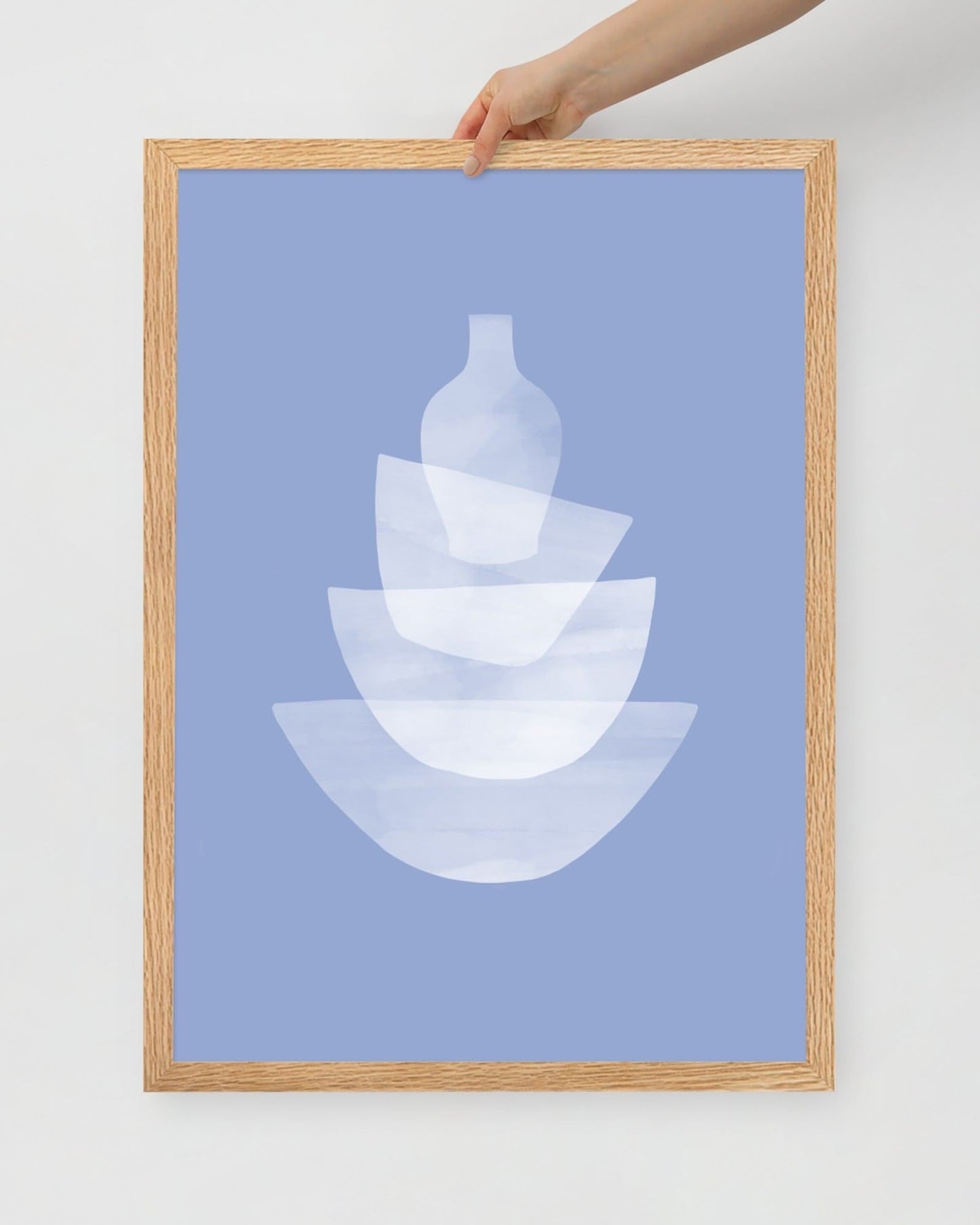 'Ceramic - Blue' 50×70 cm Fine Art Print with Oak Frame - Spilt Art by Melbourne Artist Eryn Levey