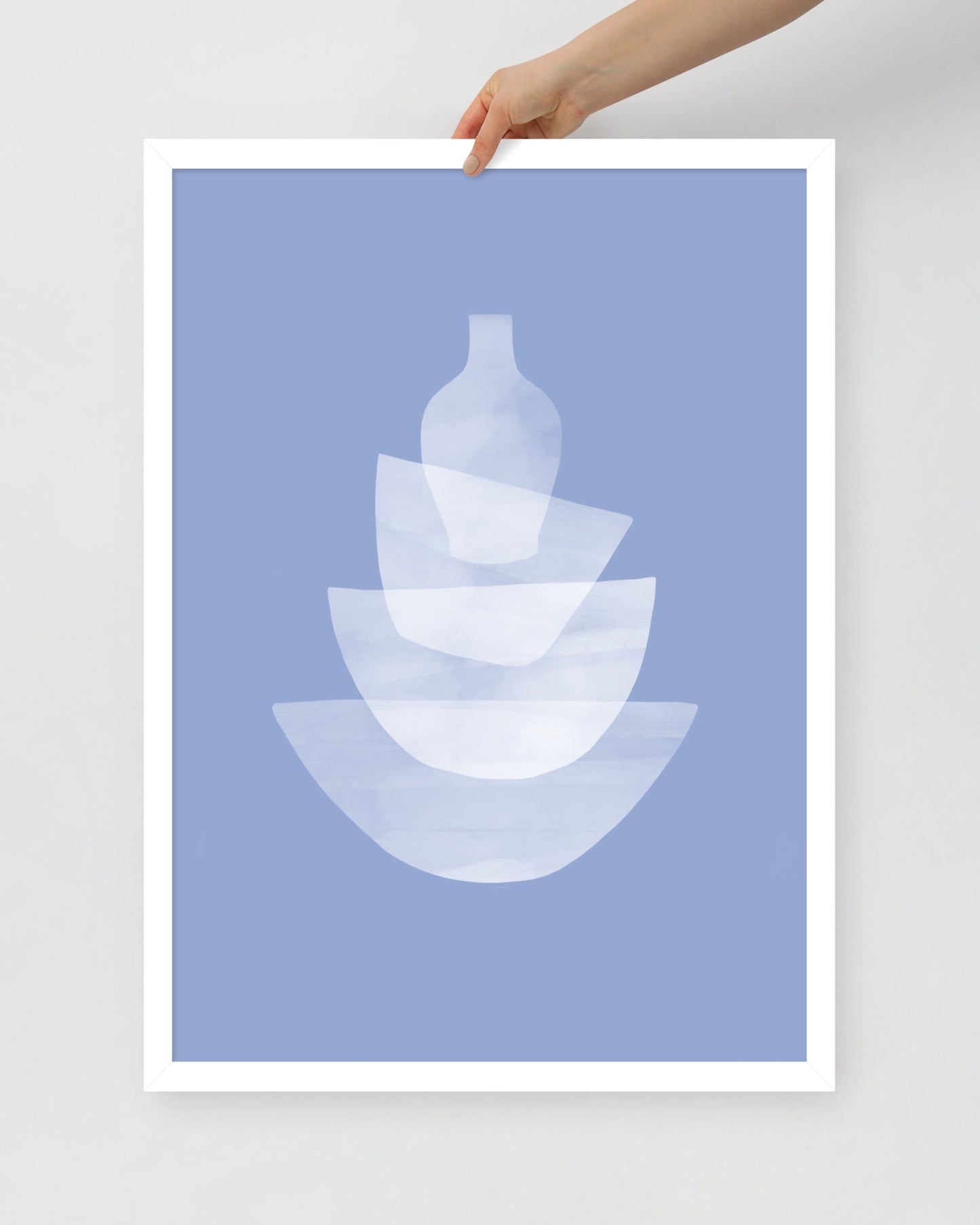'Ceramic - Blue' 50×70 cm Fine Art Print with White Frame - Spilt Art by Melbourne Artist Eryn Levey