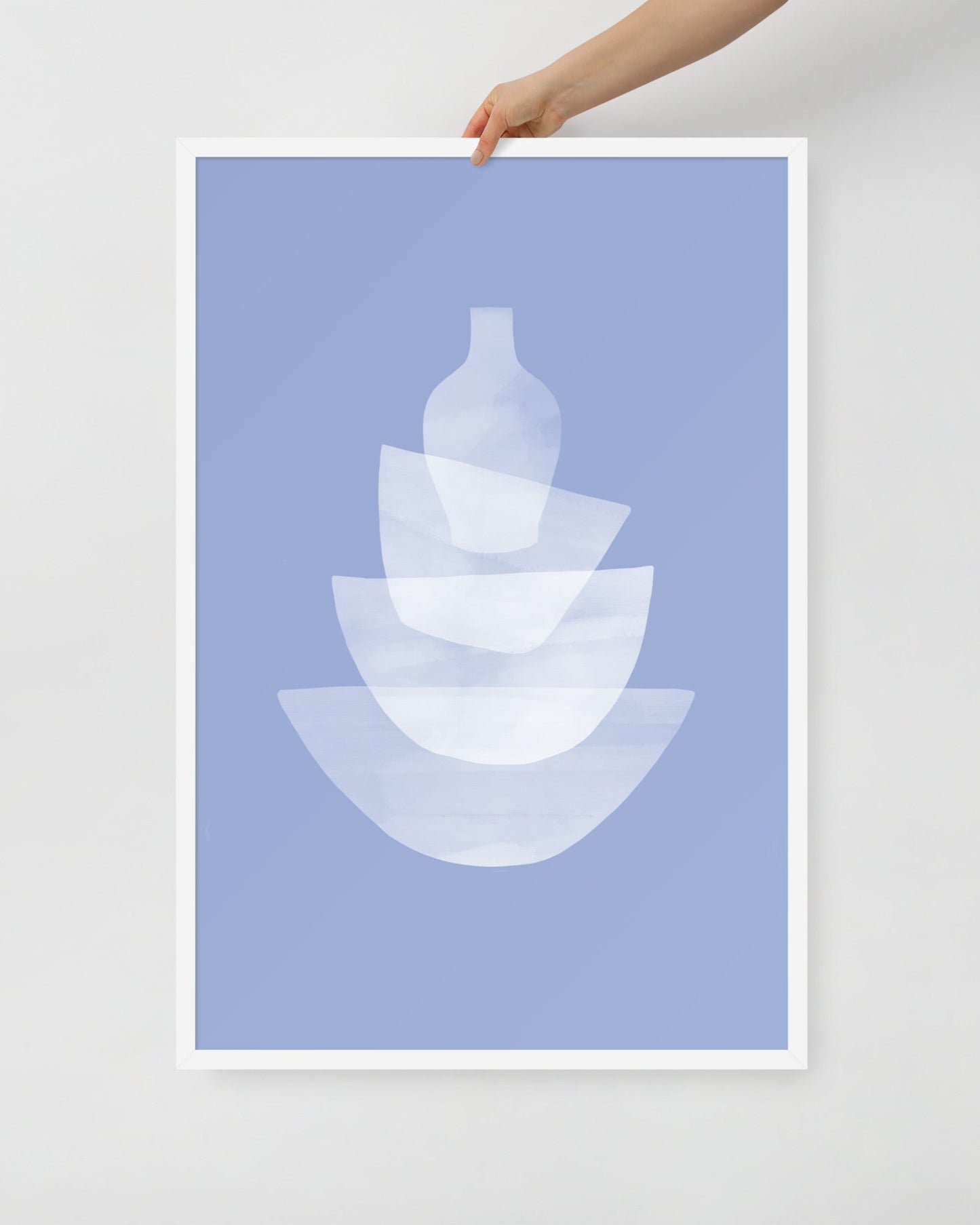 'Ceramic - Blue' 61×91 cm Fine Art Print with White Frame - Spilt Art by Melbourne Artist Eryn Levey