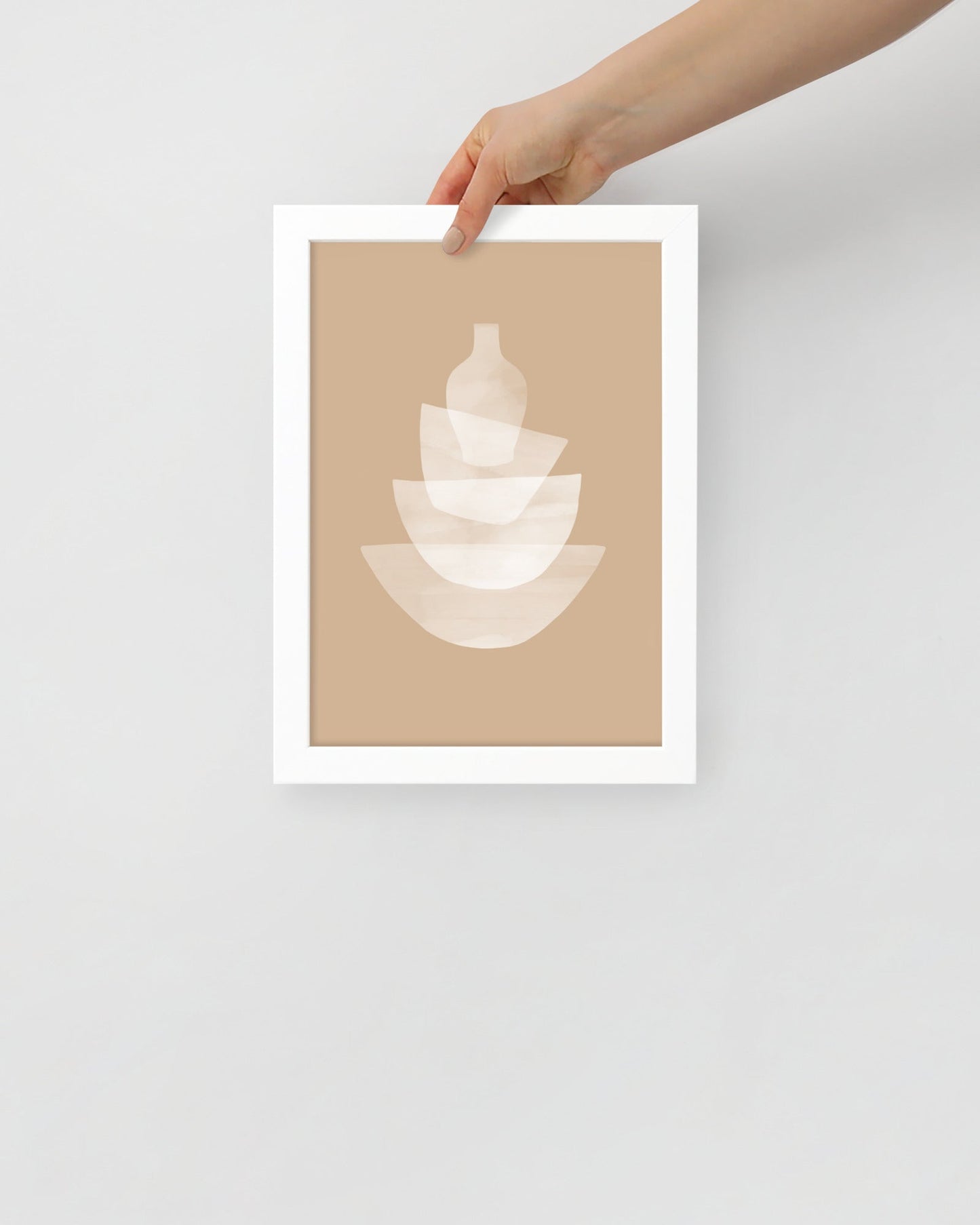 'Ceramic - Tan' 21×30 cm Fine Art Print with White Frame - Spilt Art by Melbourne Artist Eryn Levey