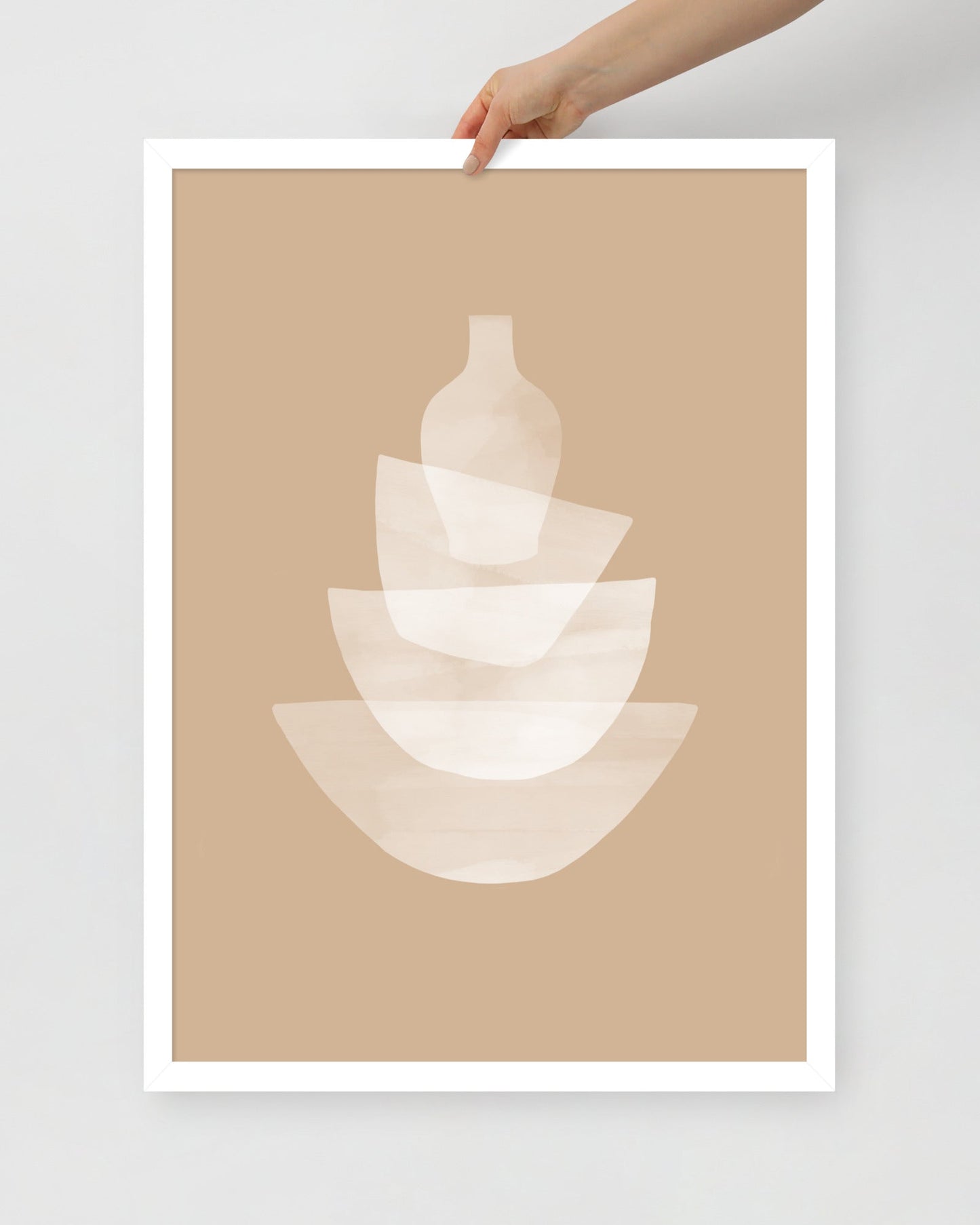 'Ceramic - Tan' 50×70 cm Fine Art Print with White Frame - Spilt Art by Melbourne Artist Eryn Levey