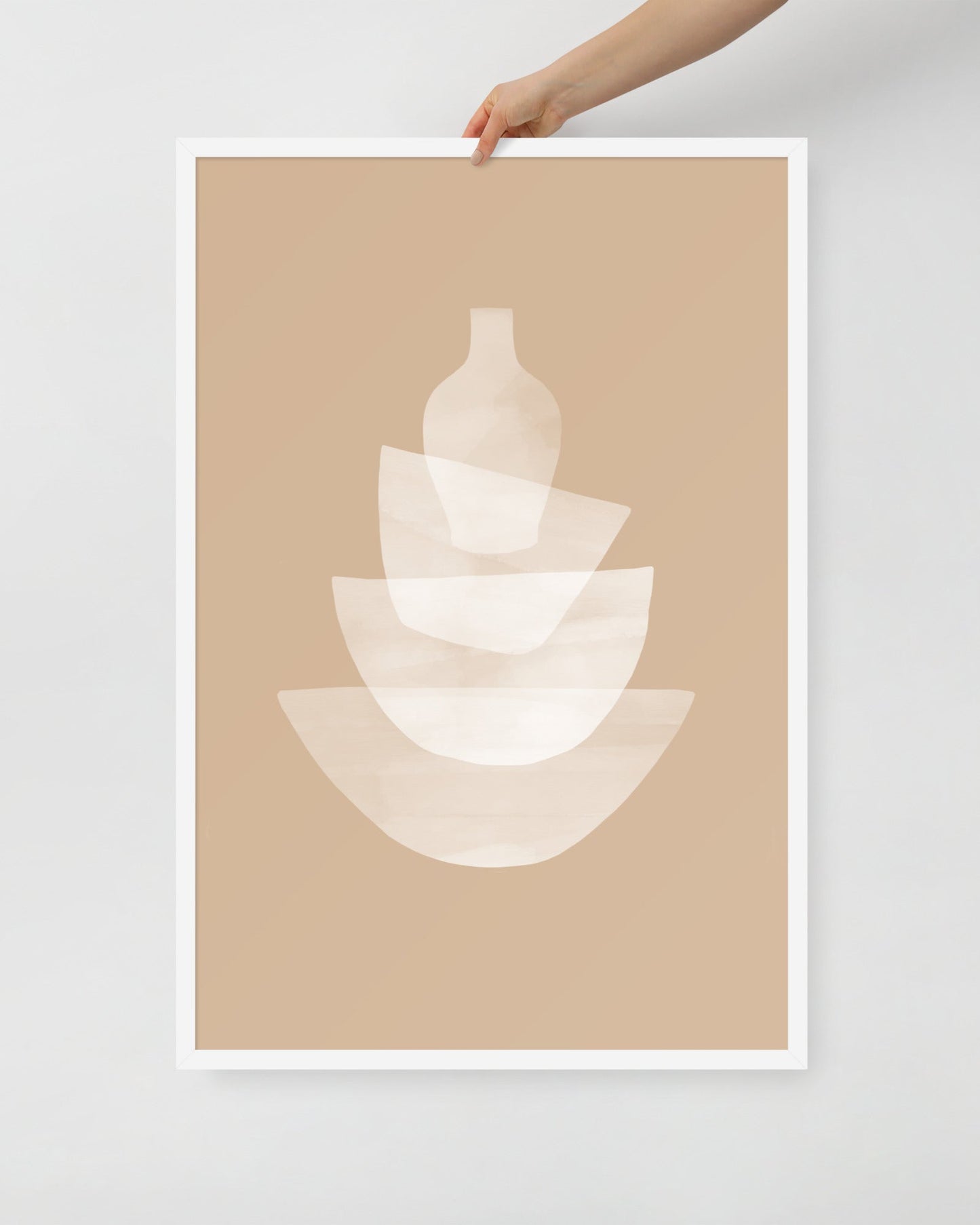 'Ceramic - Tan' 61×91 cm Fine Art Print with White Frame - Spilt Art by Melbourne Artist Eryn Levey