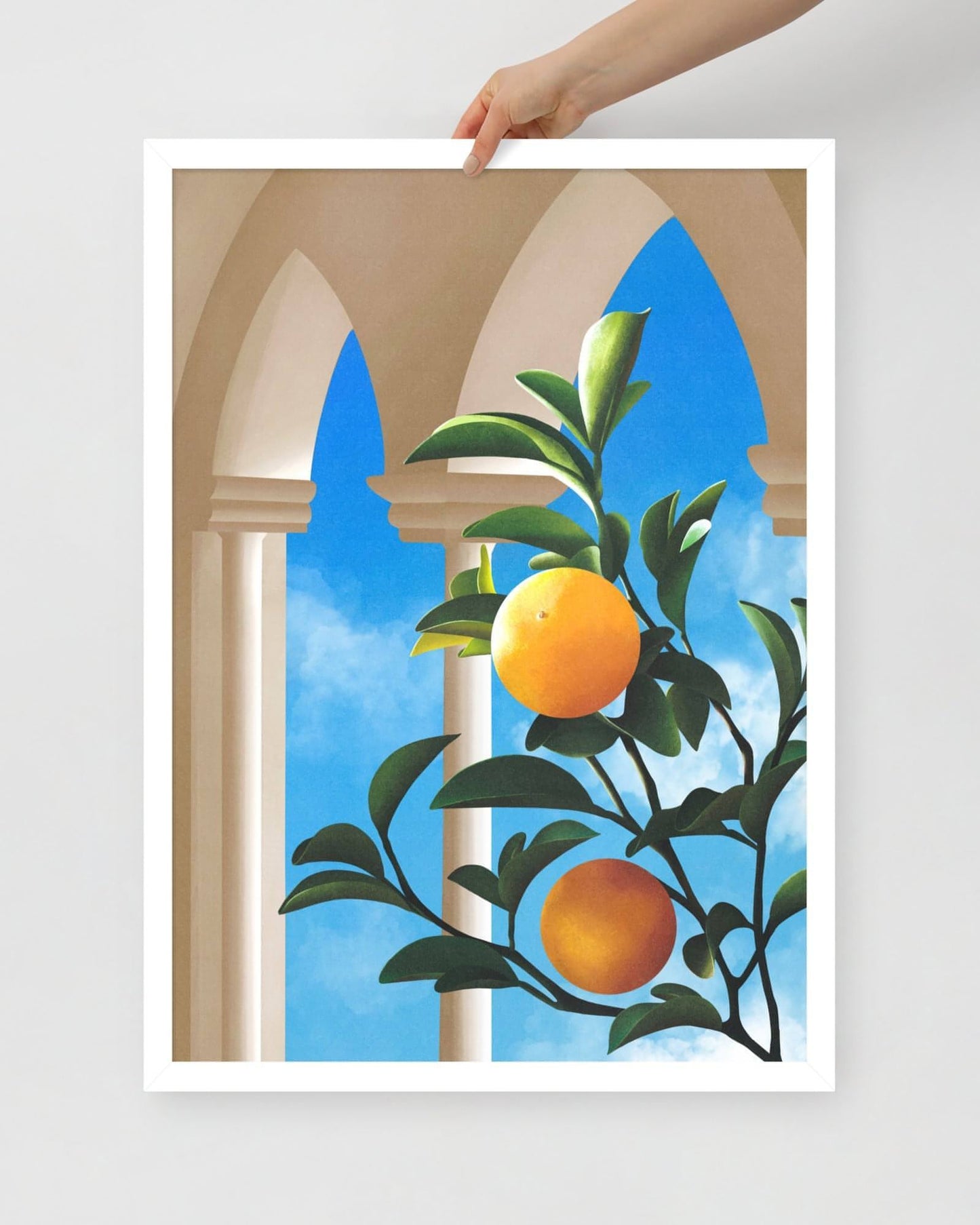 'Citrus Dreams' 50×70 cm Fine Art Print with White Frame - Spilt Art by Melbourne Artist Eryn Levey