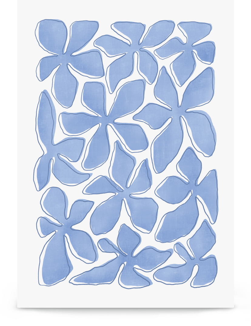 'Flower Dance - Blue' 21×30 cm Fine Art Print with No Frame - Spilt Art by Melbourne Artist Eryn Levey