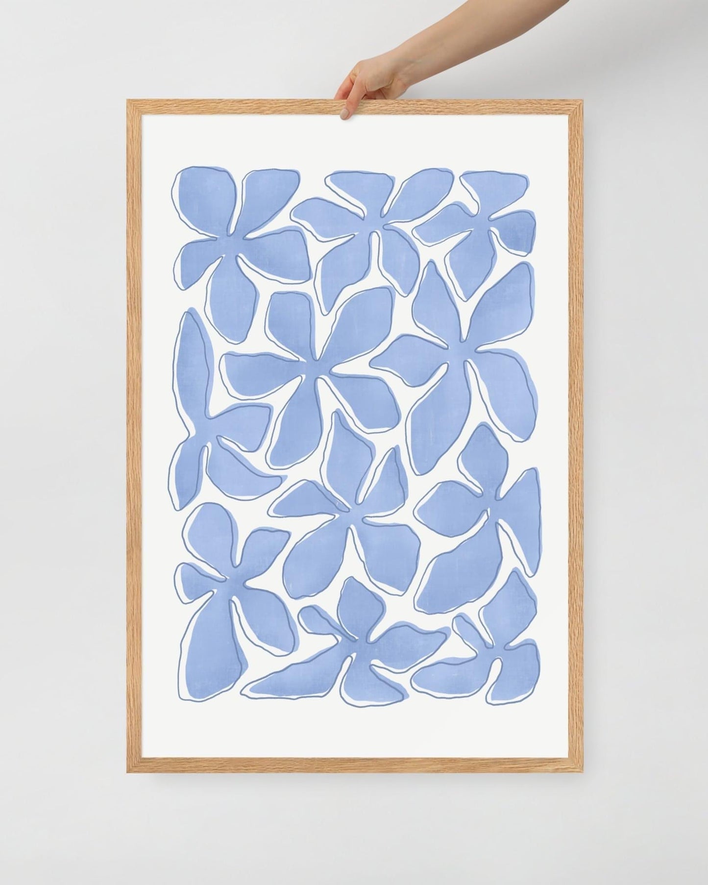 'Flower Dance - Blue' 61×91 cm Fine Art Print with Oak Frame - Spilt Art by Melbourne Artist Eryn Levey