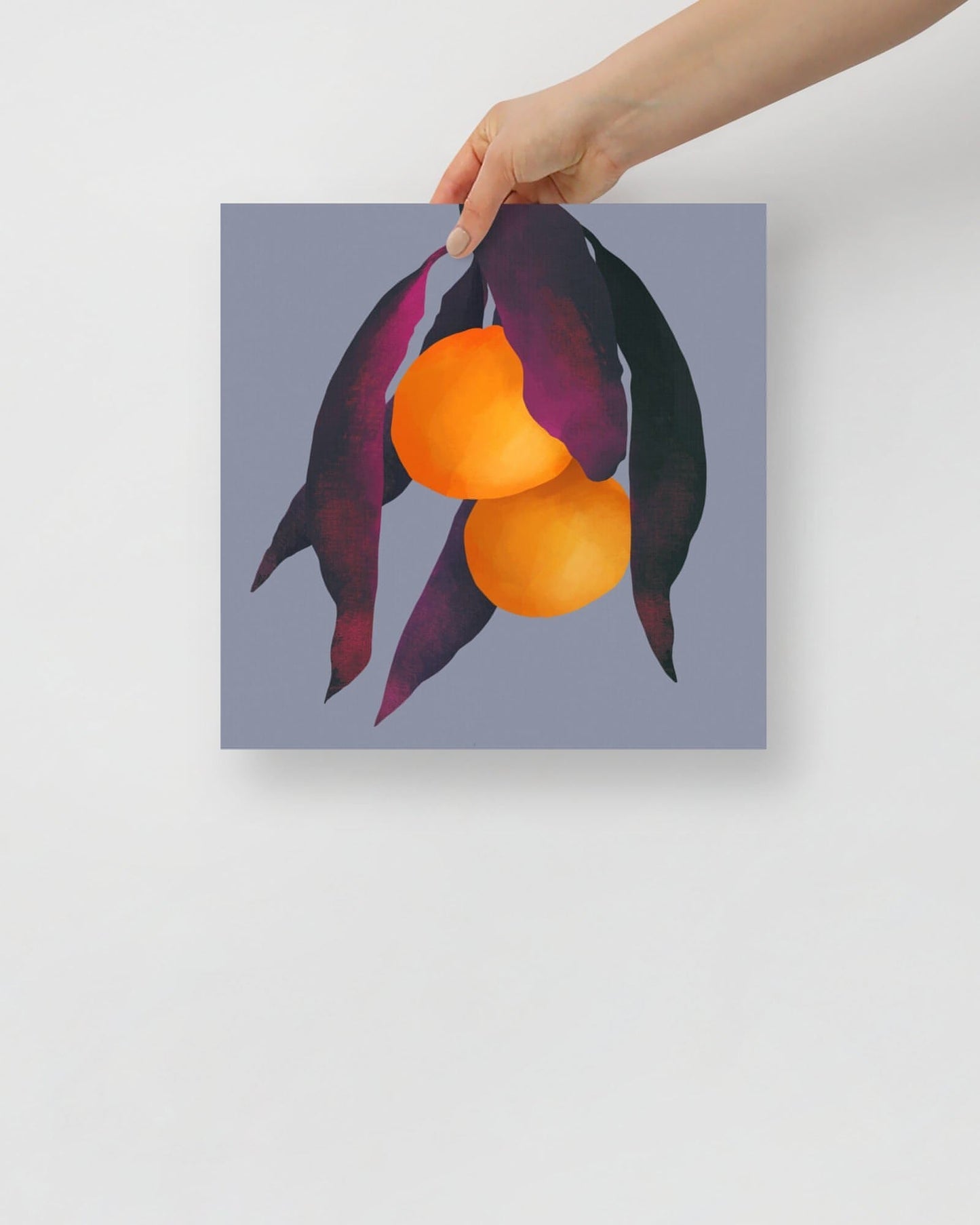 'Oranges - Purple' 12×12 in (30.48cm) Fine Art Print with No Frame - Spilt Art by Melbourne Artist Eryn Levey