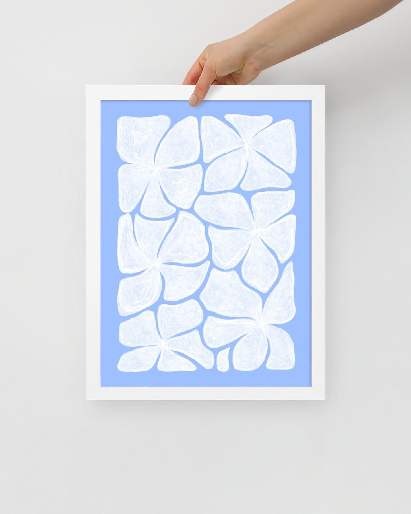 'Puzzled - Blue' 30×40 cm Fine Art Print with White Frame - Spilt Art by Melbourne Artist Eryn Levey