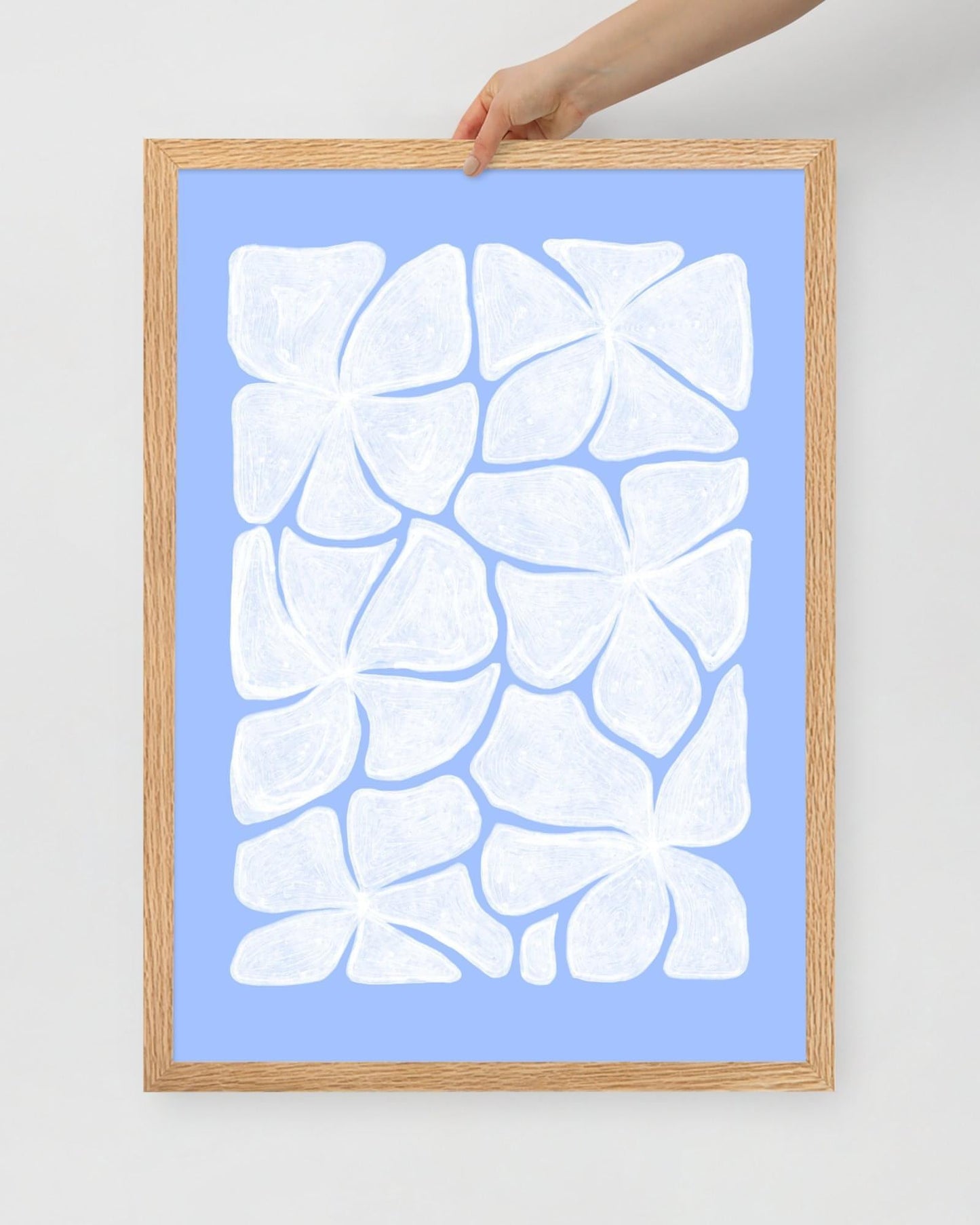 'Puzzled - Blue' 50×70 cm Fine Art Print with Oak Frame - Spilt Art by Melbourne Artist Eryn Levey