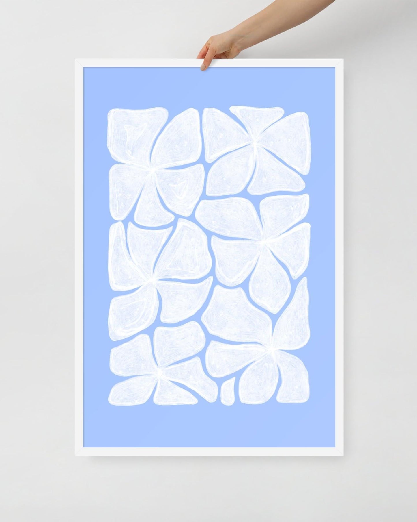 'Puzzled - Blue' 61×91 cm Fine Art Print with White Frame - Spilt Art by Melbourne Artist Eryn Levey
