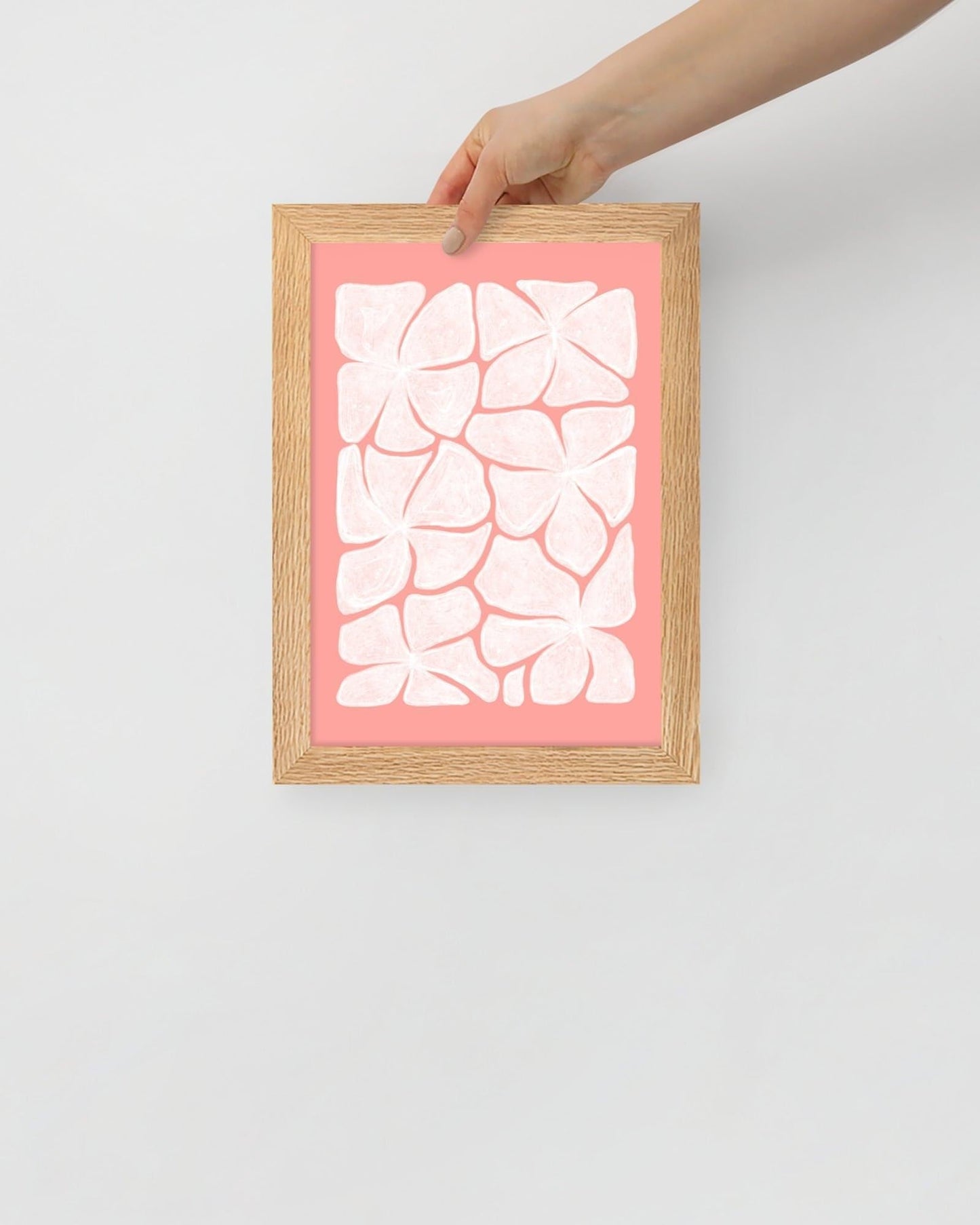 'Puzzled - Pink' 21×30 cm Fine Art Print with Oak Frame - Spilt Art by Melbourne Artist Eryn Levey