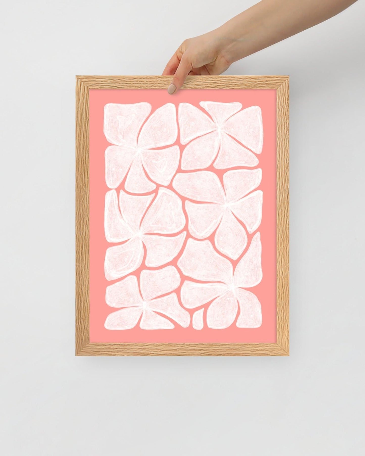 'Puzzled - Pink' 30×40 cm Fine Art Print with Oak Frame - Spilt Art by Melbourne Artist Eryn Levey