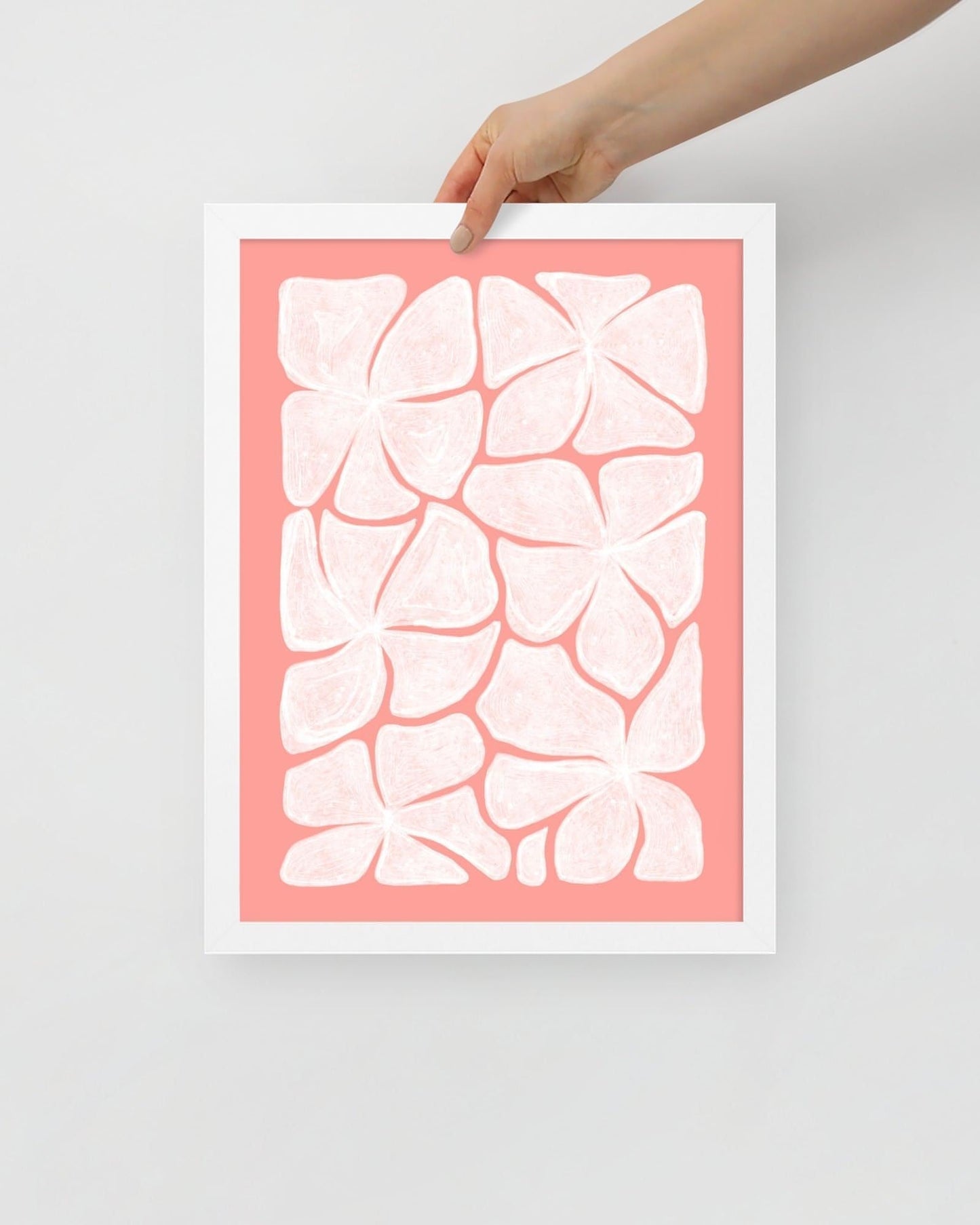 'Puzzled - Pink' 30×40 cm Fine Art Print with White Frame - Spilt Art by Melbourne Artist Eryn Levey