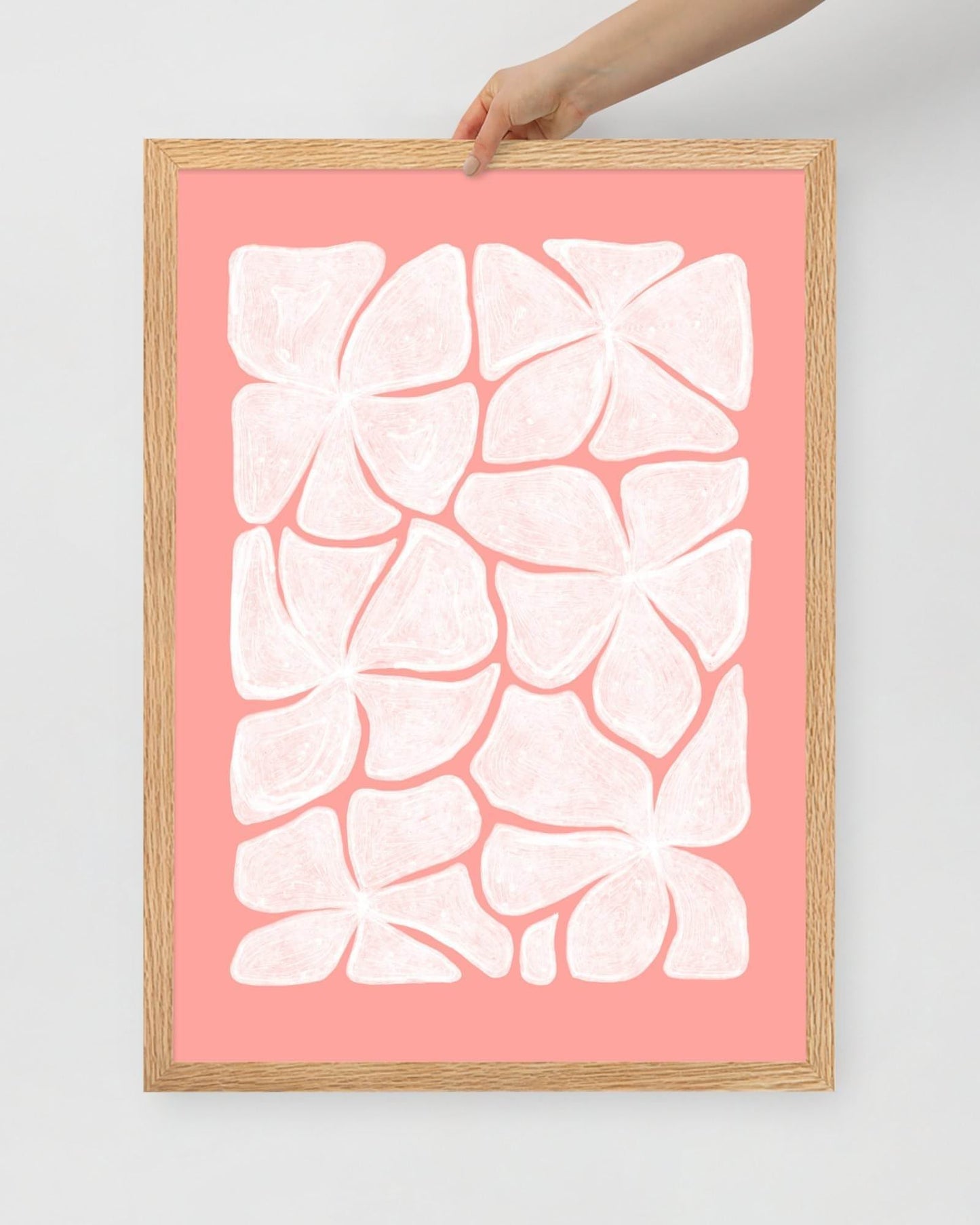'Puzzled - Pink' 50×70 cm Fine Art Print with Oak Frame - Spilt Art by Melbourne Artist Eryn Levey