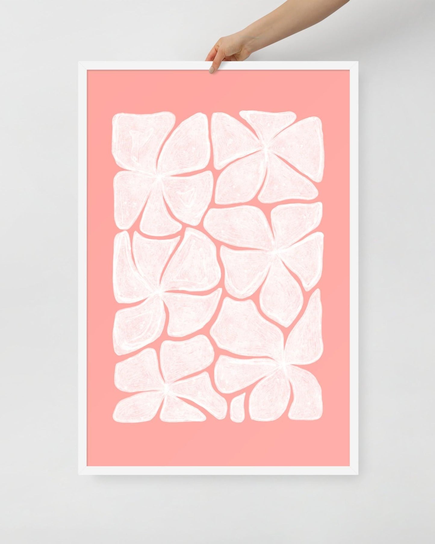'Puzzled - Pink' 61×91 cm Fine Art Print with White Frame - Spilt Art by Melbourne Artist Eryn Levey
