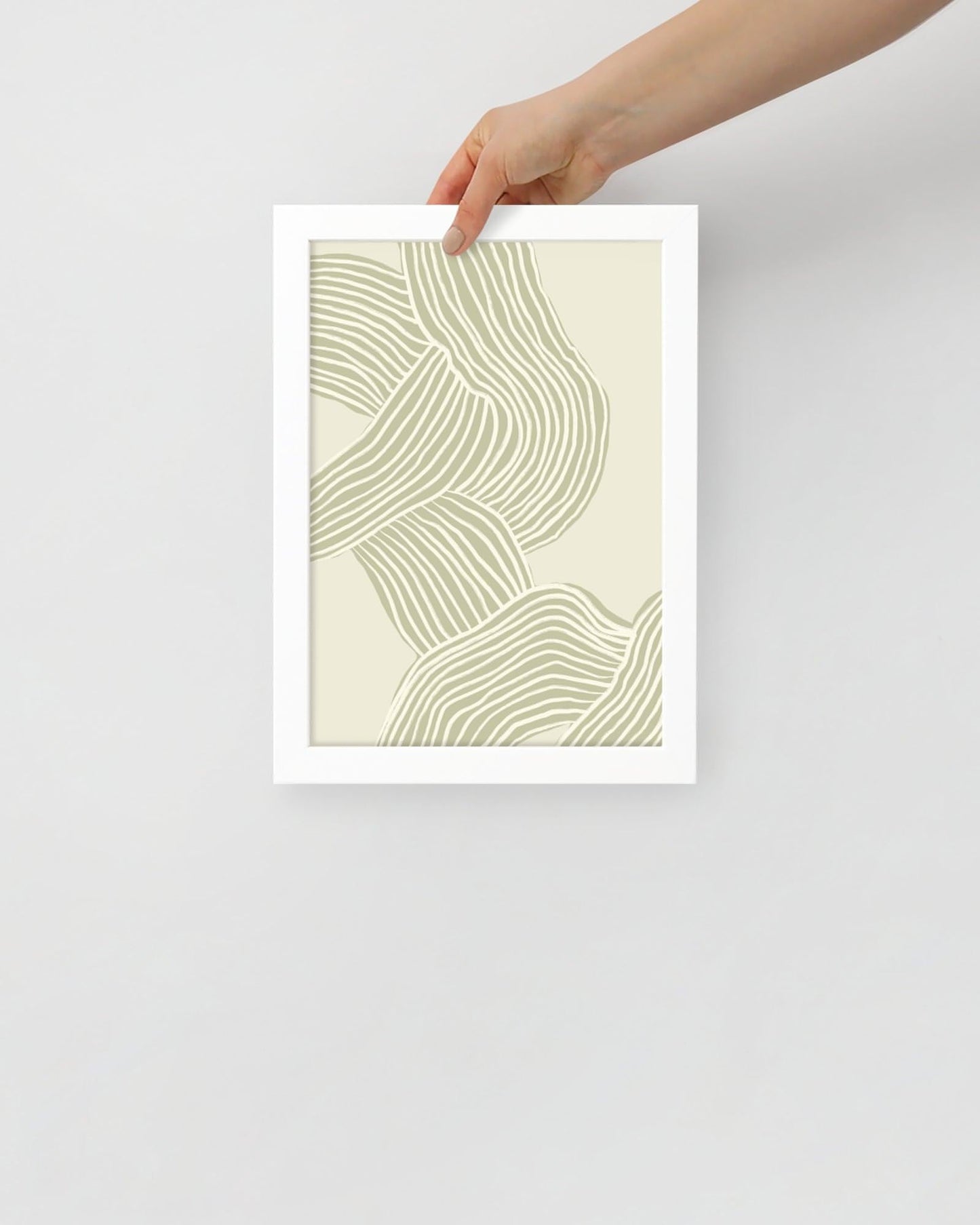 'Tenseless - Green' 21×30 cm Fine Art Print with White Frame - Spilt Art by Melbourne Artist Eryn Levey