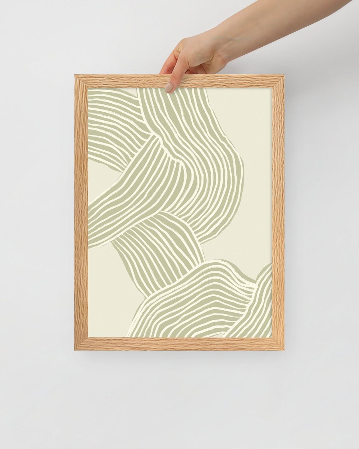 'Tenseless - Green' 30×40 cm Fine Art Print with Oak Frame - Spilt Art by Melbourne Artist Eryn Levey