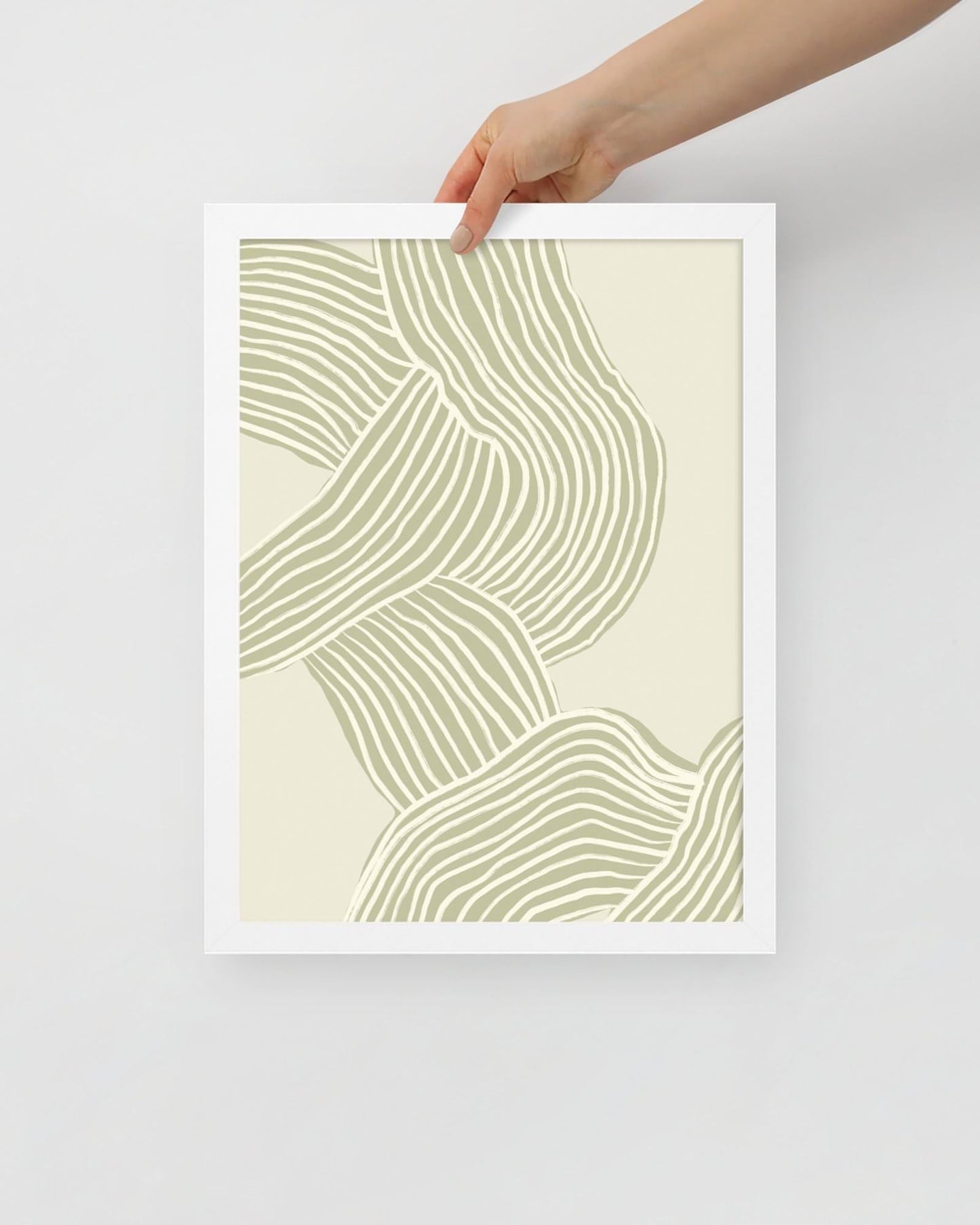 'Tenseless - Green' 30×40 cm Fine Art Print with White Frame - Spilt Art by Melbourne Artist Eryn Levey