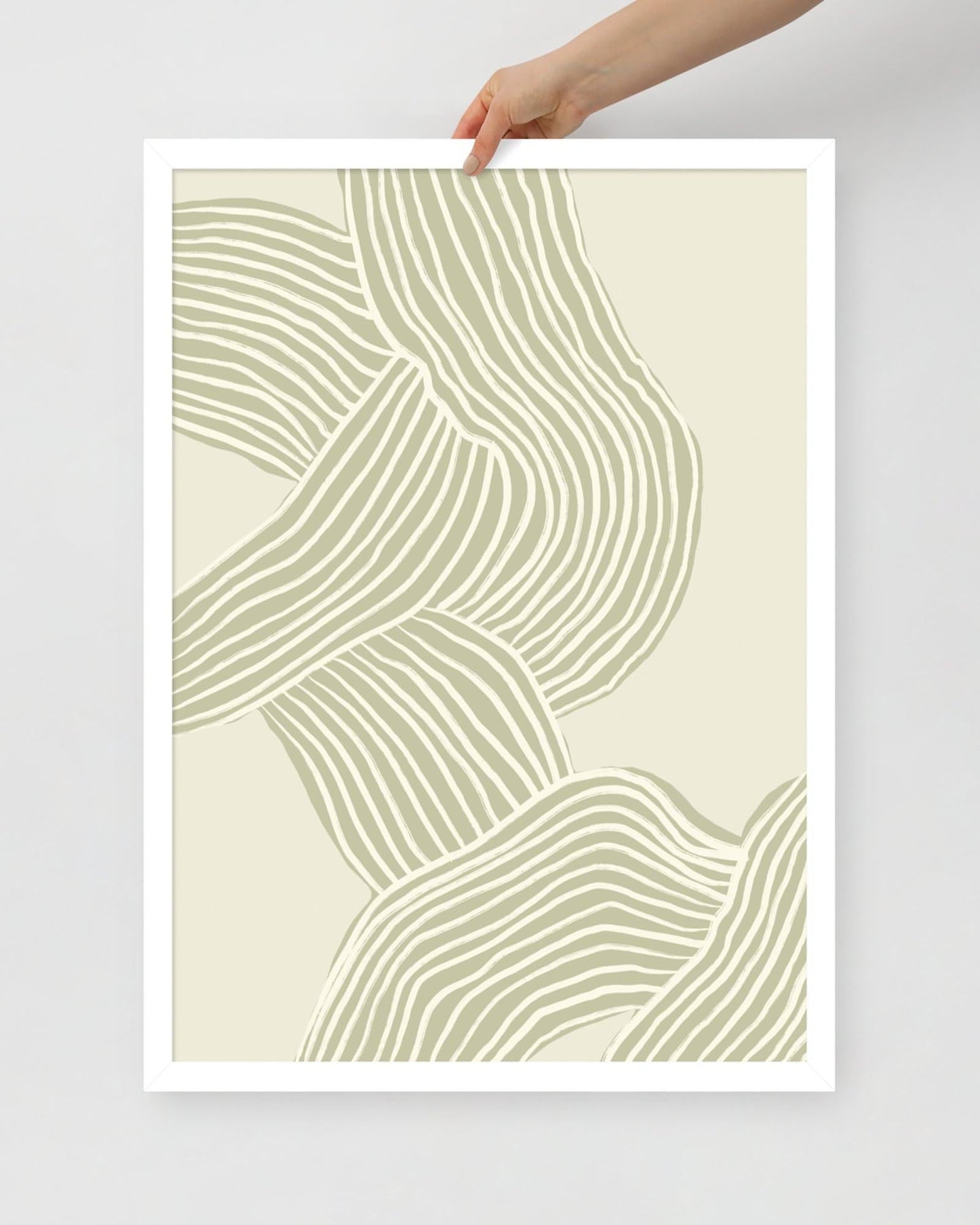 'Tenseless - Green' 50×70 cm Fine Art Print with White Frame - Spilt Art by Melbourne Artist Eryn Levey