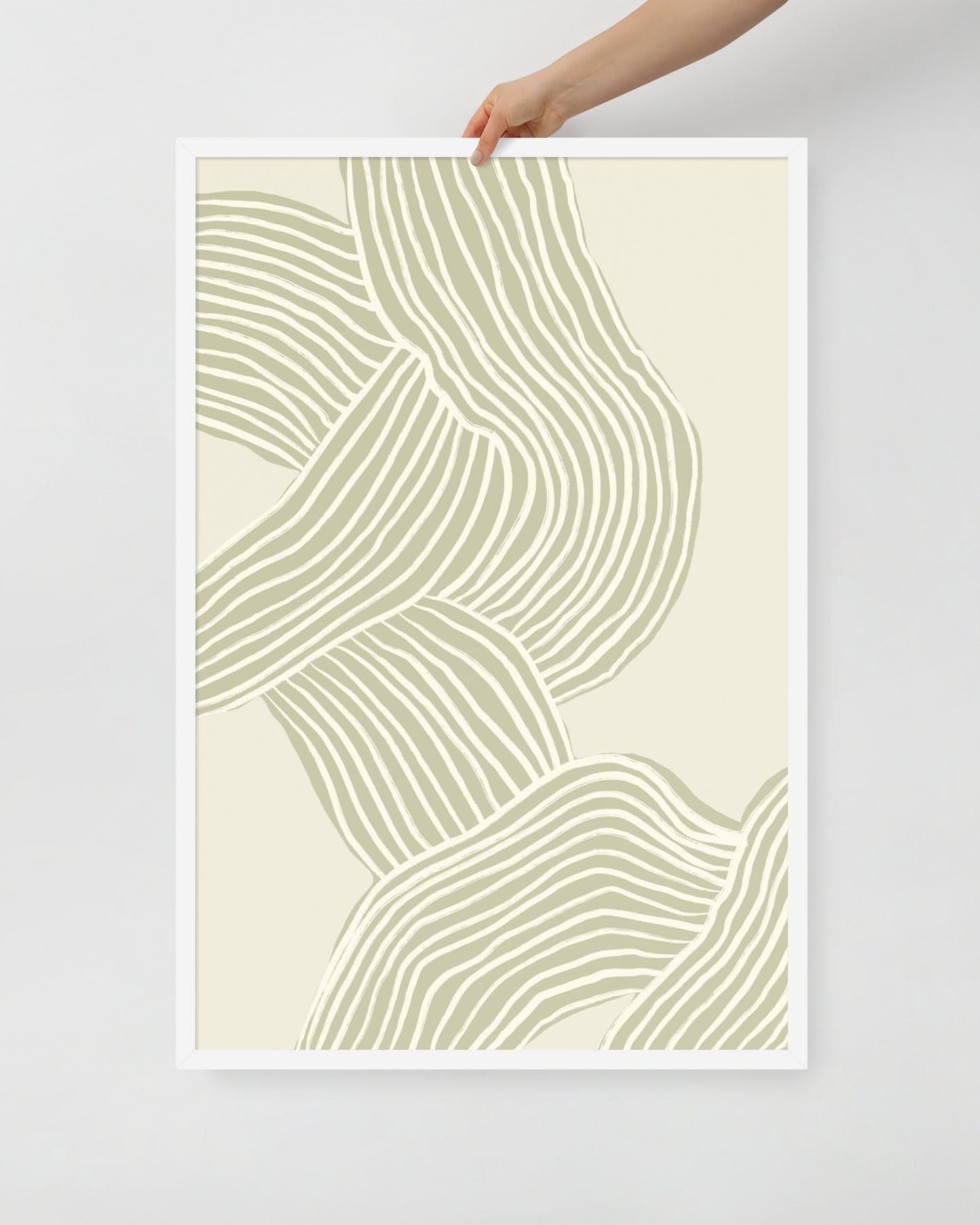 'Tenseless - Green' 61×91 cm Fine Art Print with White Frame - Spilt Art by Melbourne Artist Eryn Levey