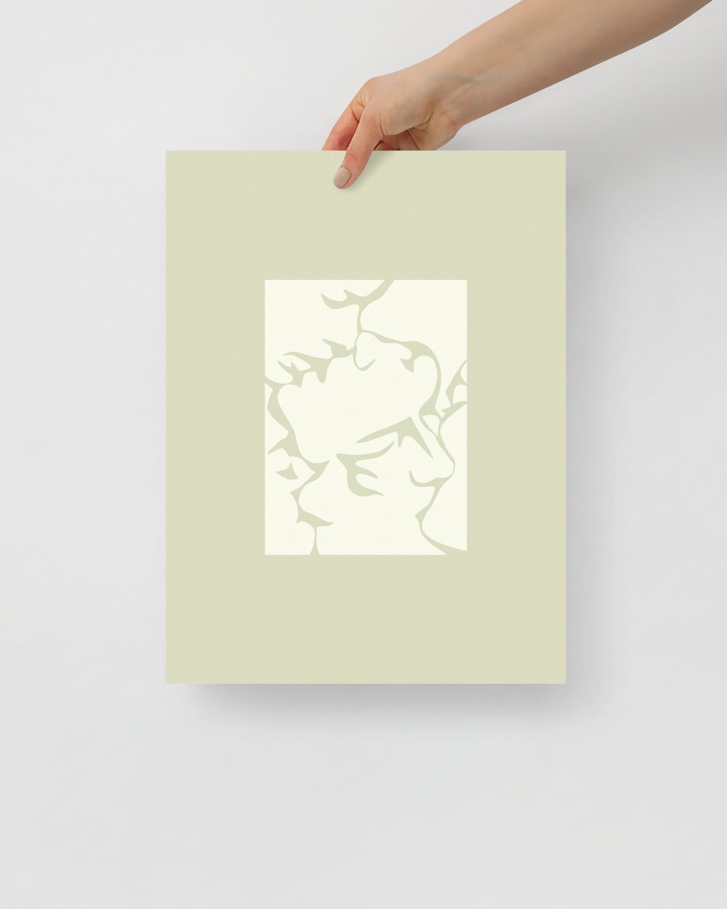 'Three Kisses - Green' 30×40 cm Fine Art Print with No Frame - Spilt Art by Melbourne Artist Eryn Levey