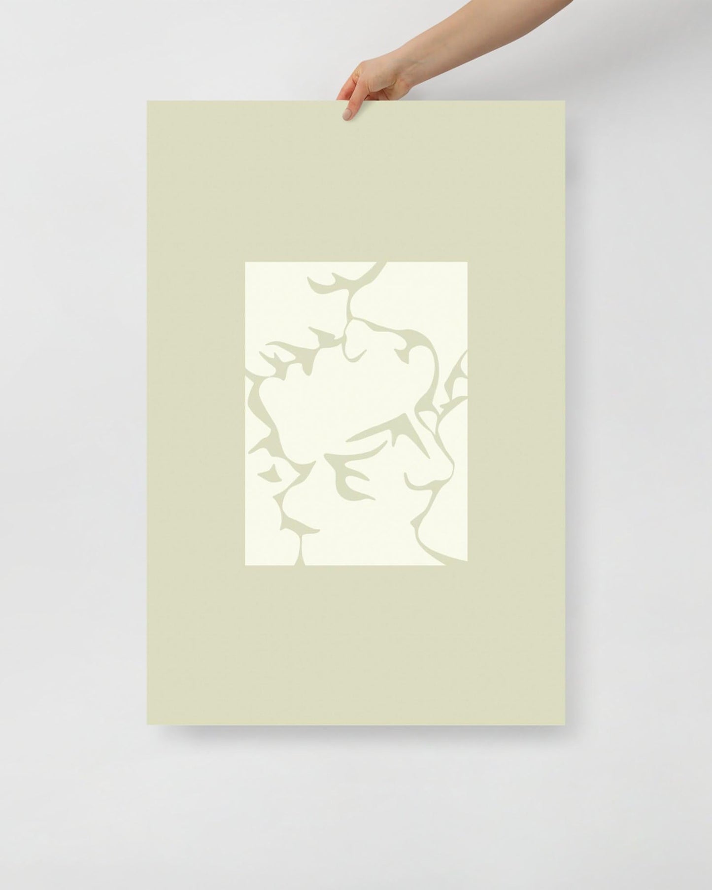 'Three Kisses - Green' 61×91 cm Fine Art Print with No Frame - Spilt Art by Melbourne Artist Eryn Levey