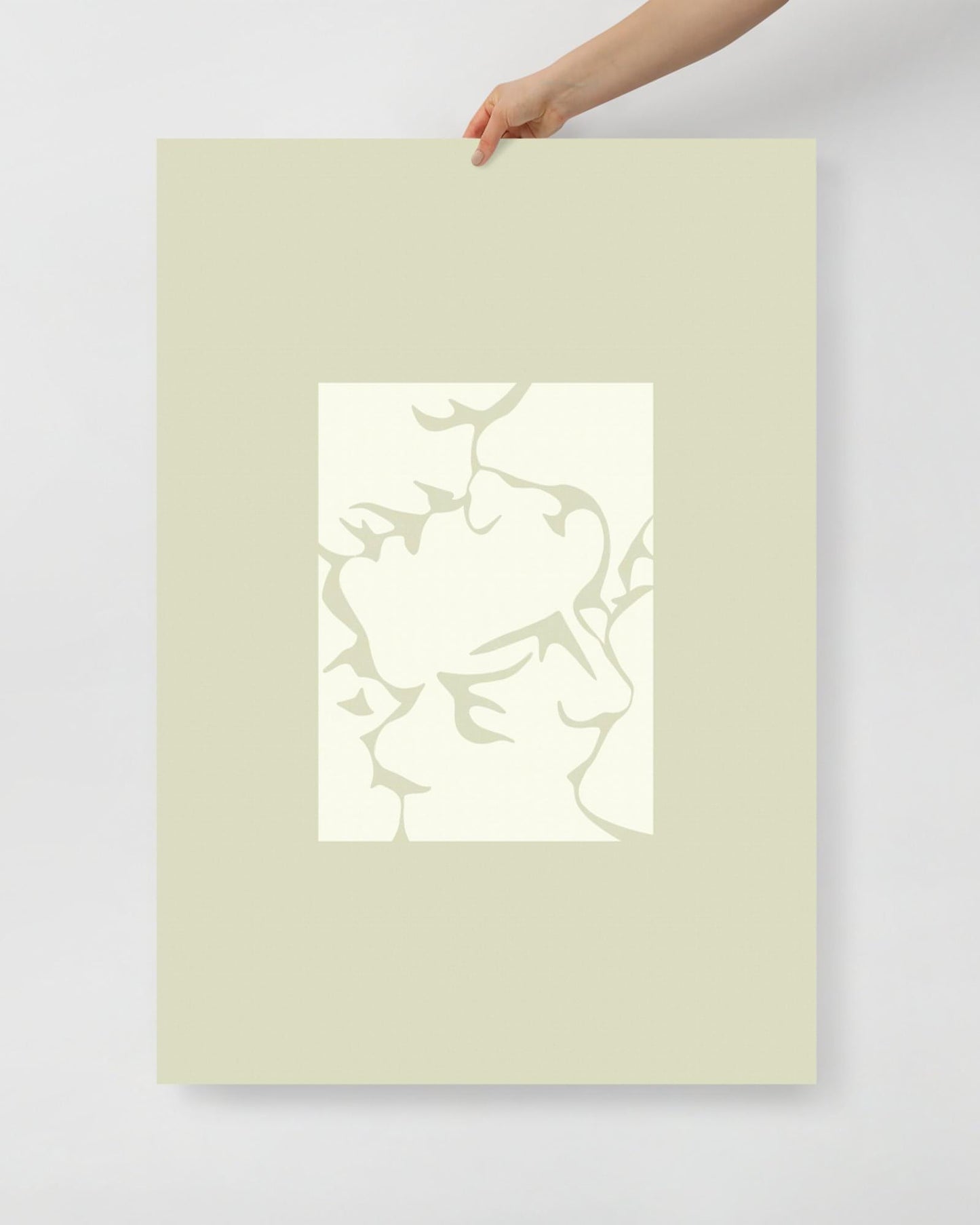 'Three Kisses - Green' 70×100 cm Fine Art Print with No Frame - Spilt Art by Melbourne Artist Eryn Levey