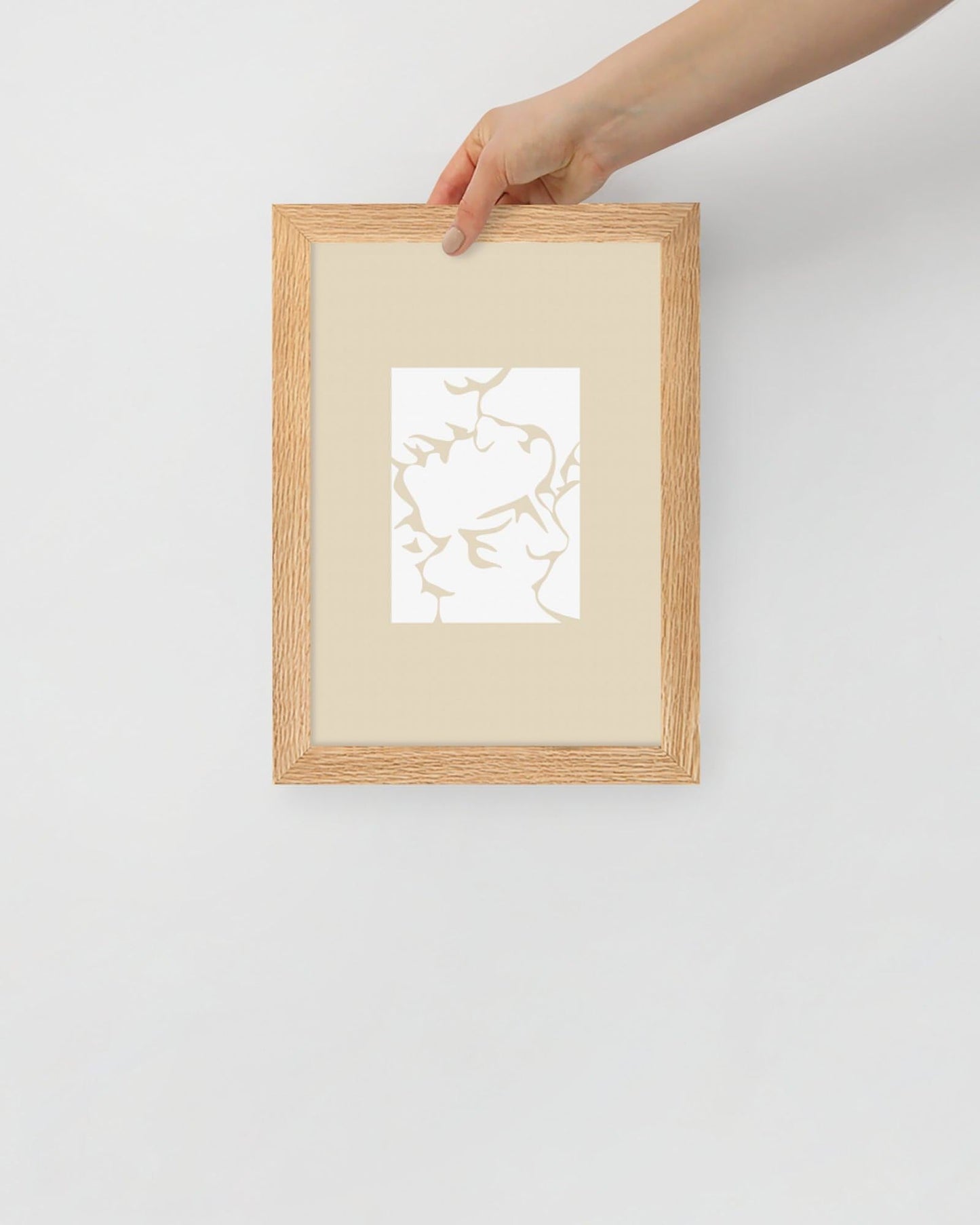 'Three Kisses - Natural' 21×30 cm Fine Art Print with Oak Frame - Spilt Art by Melbourne Artist Eryn Levey