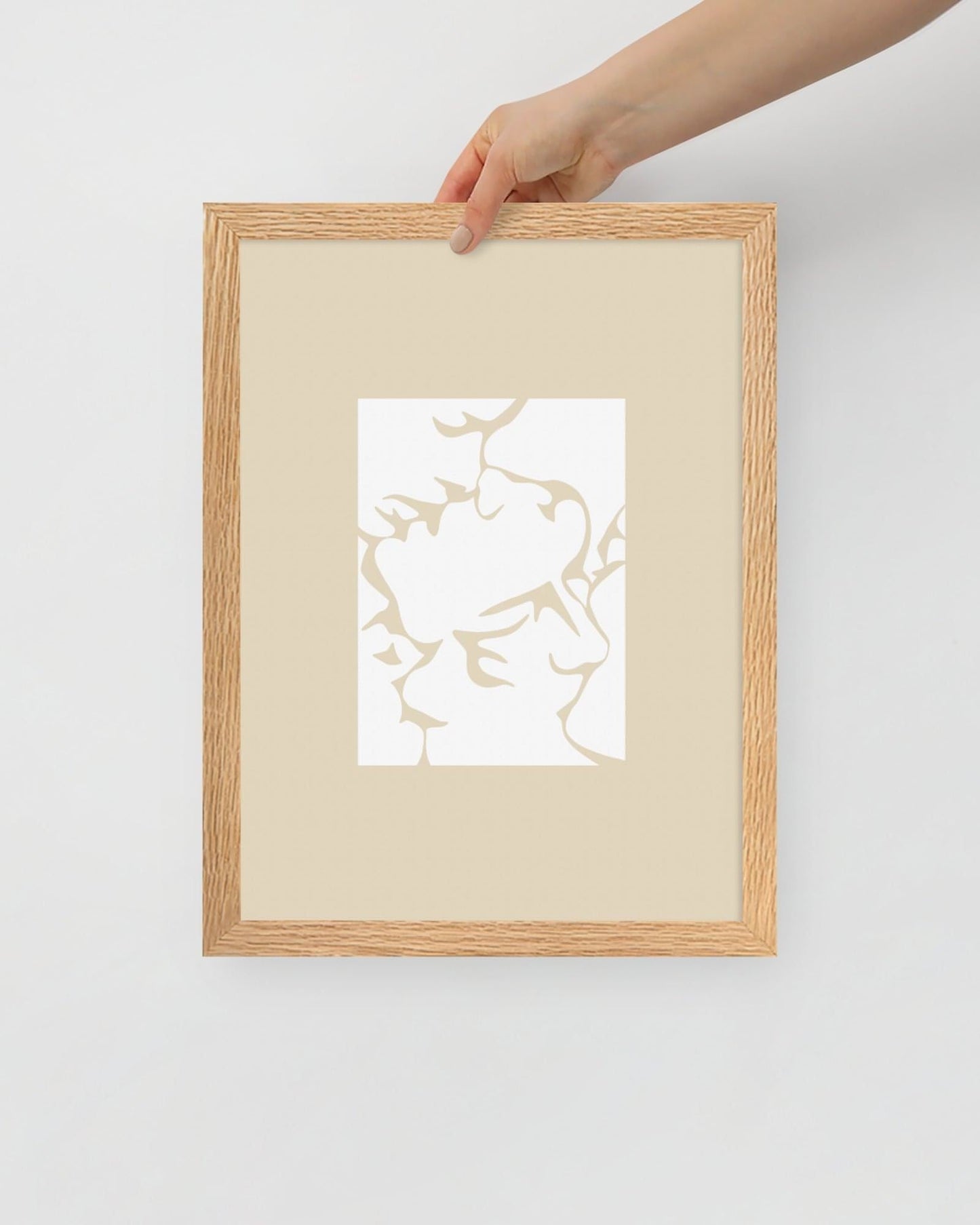 'Three Kisses - Natural' 30×40 cm Fine Art Print with Oak Frame - Spilt Art by Melbourne Artist Eryn Levey