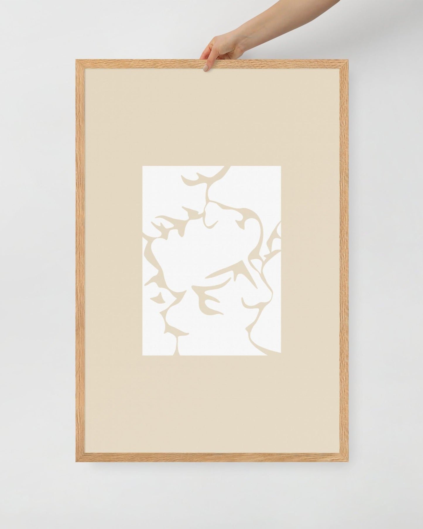 'Three Kisses - Natural' 61×91 cm Fine Art Print with Oak Frame - Spilt Art by Melbourne Artist Eryn Levey