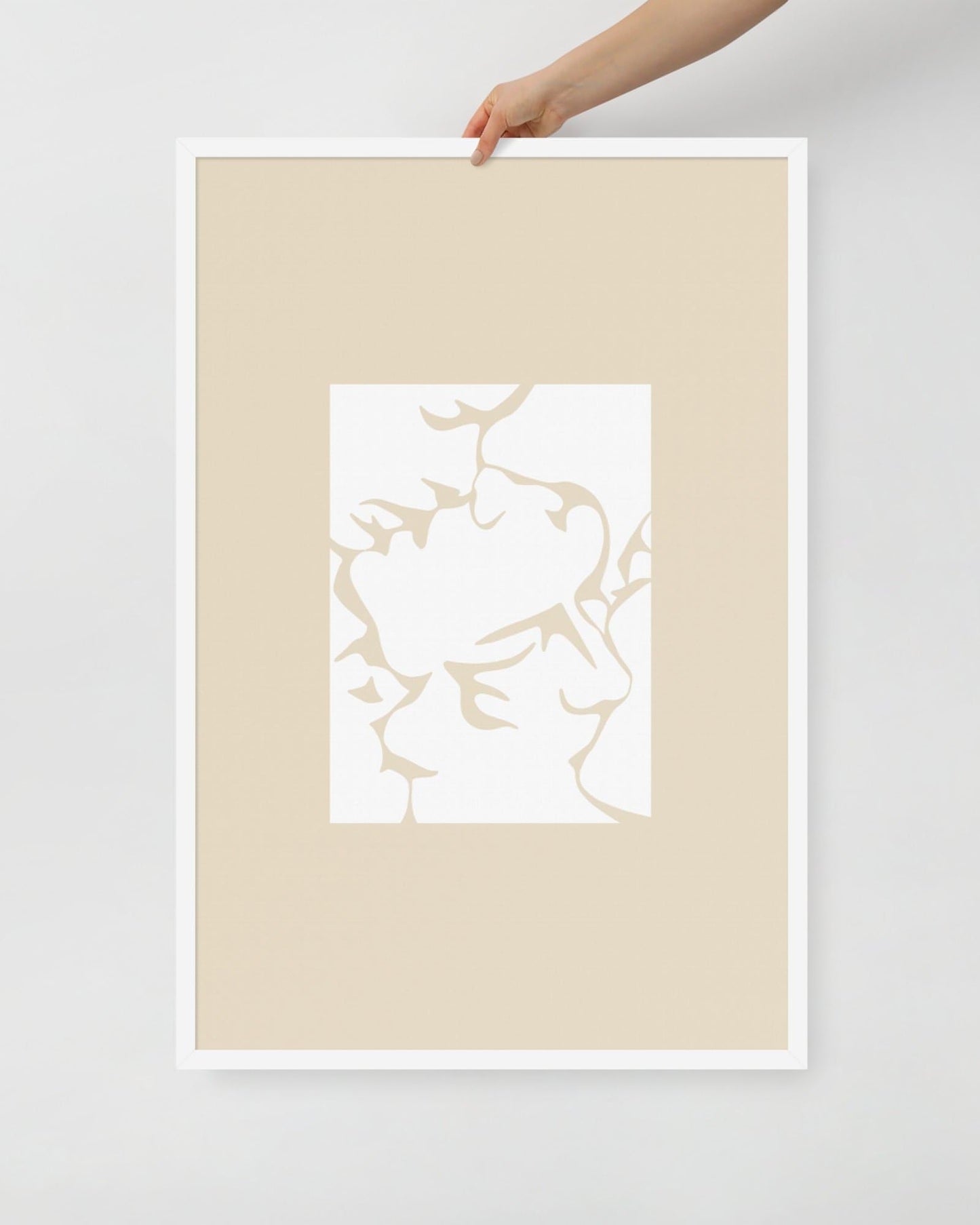 'Three Kisses - Natural' 61×91 cm Fine Art Print with White Frame - Spilt Art by Melbourne Artist Eryn Levey