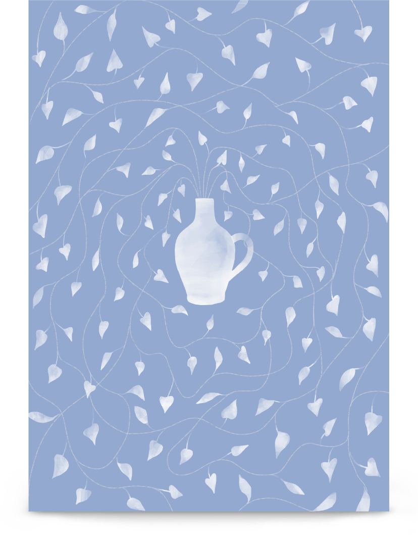 'Vase - Blue' 21×30 cm Fine Art Print with No Frame - Spilt Art by Melbourne Artist Eryn Levey