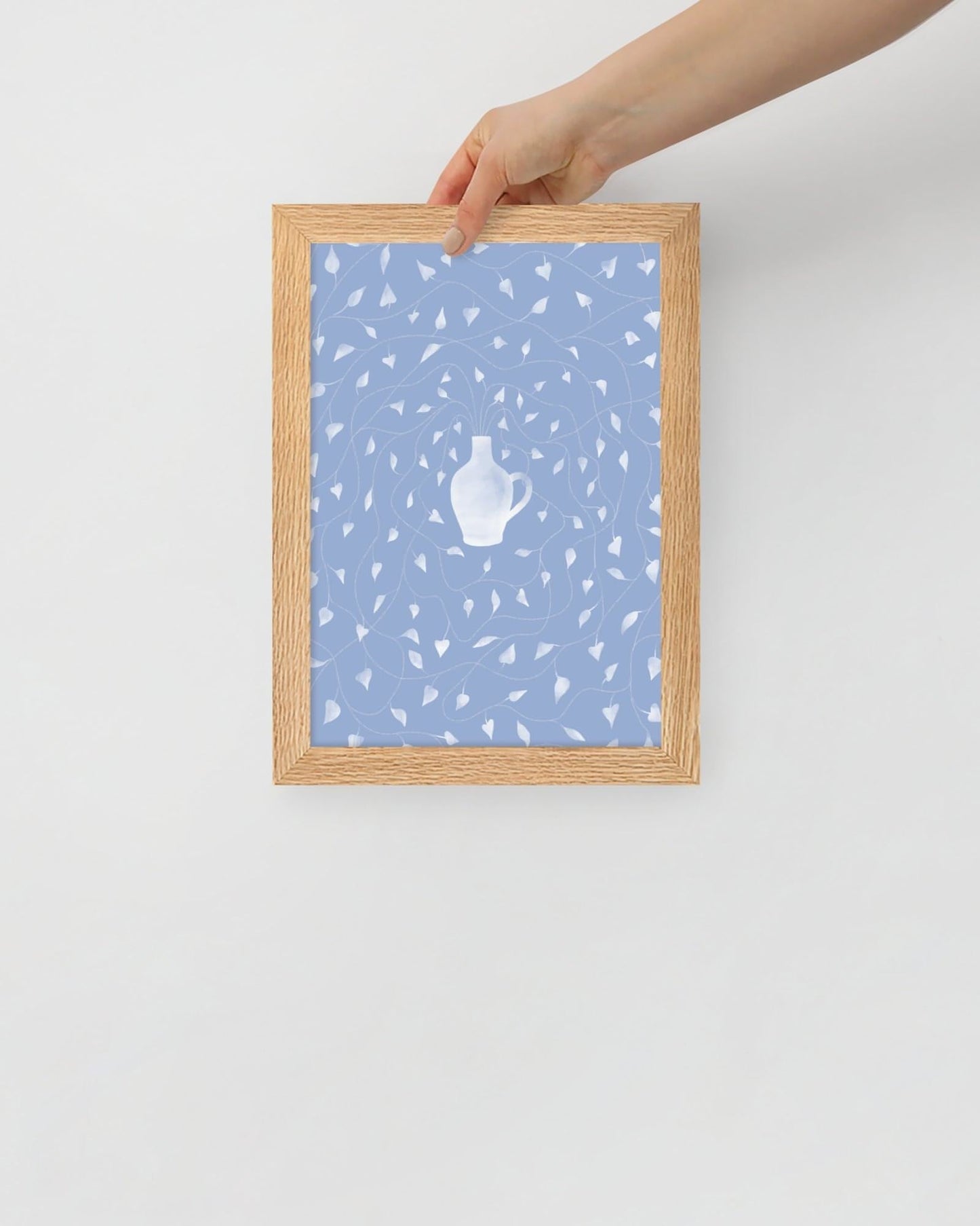 'Vase - Blue' 21×30 cm Fine Art Print with Oak Frame - Spilt Art by Melbourne Artist Eryn Levey