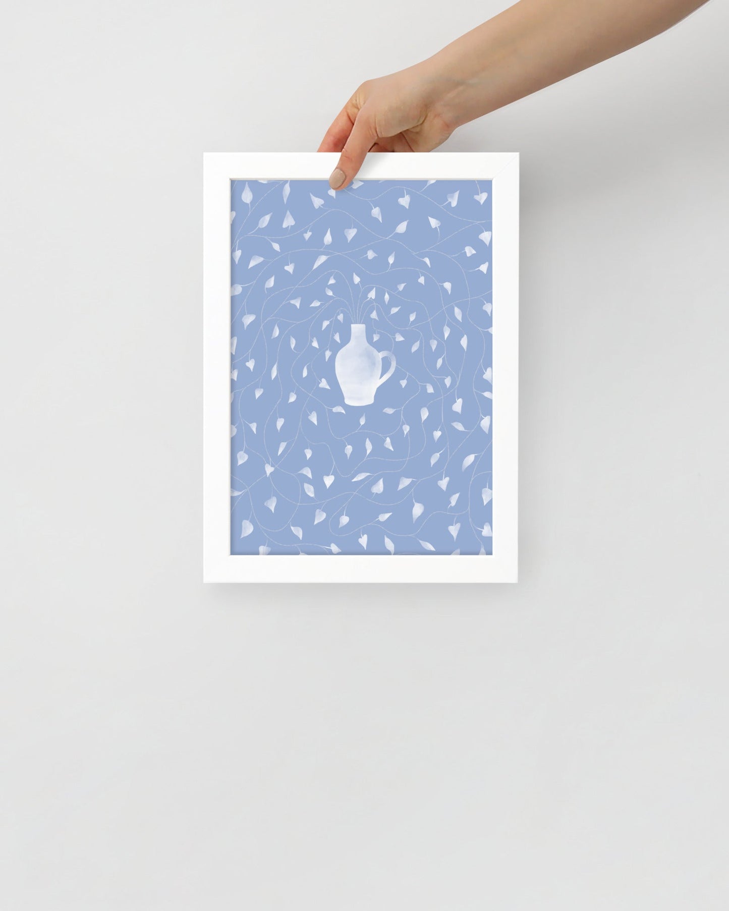 'Vase - Blue' 21×30 cm Fine Art Print with White Frame - Spilt Art by Melbourne Artist Eryn Levey