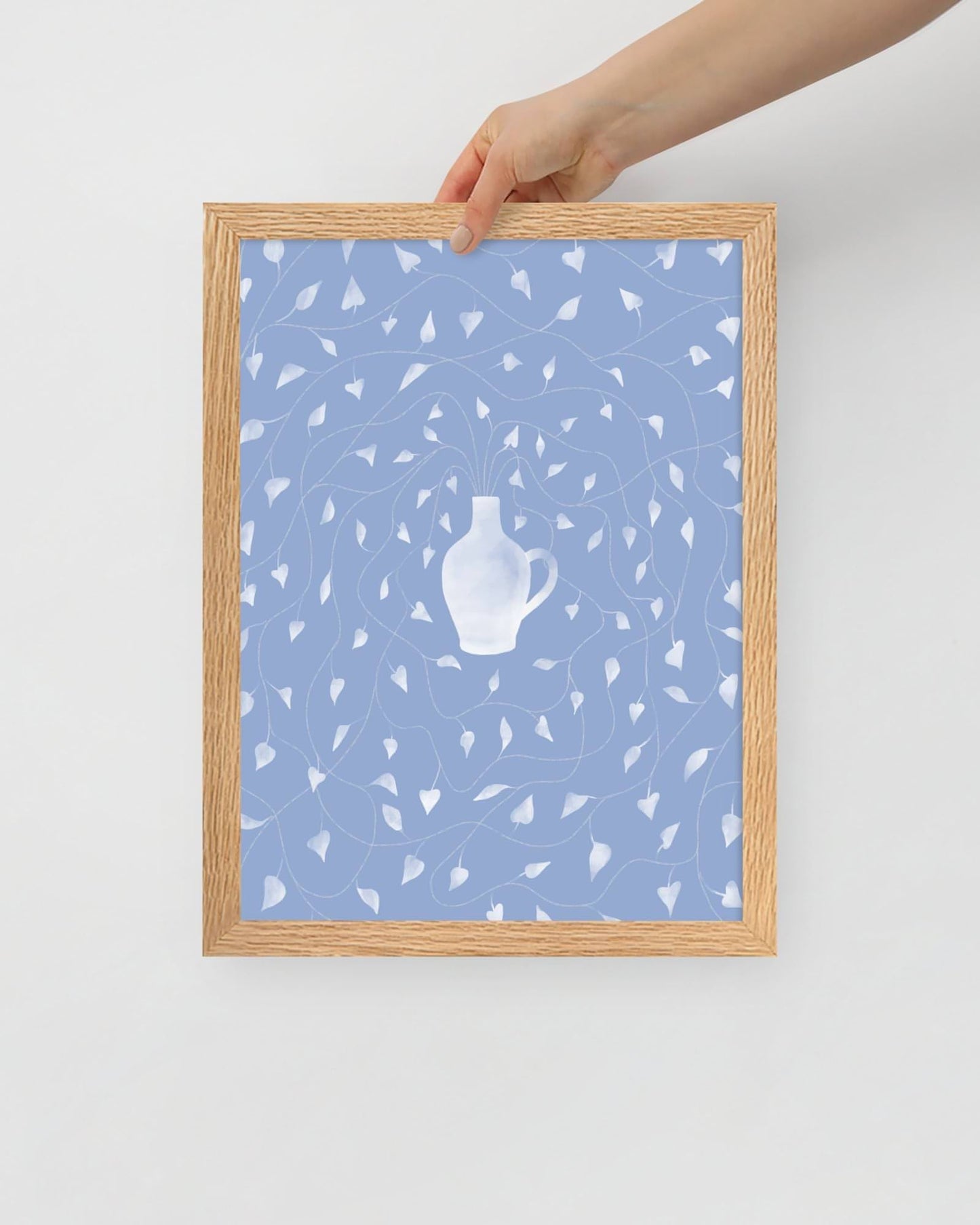 'Vase - Blue' 30×40 cm Fine Art Print with Oak Frame - Spilt Art by Melbourne Artist Eryn Levey