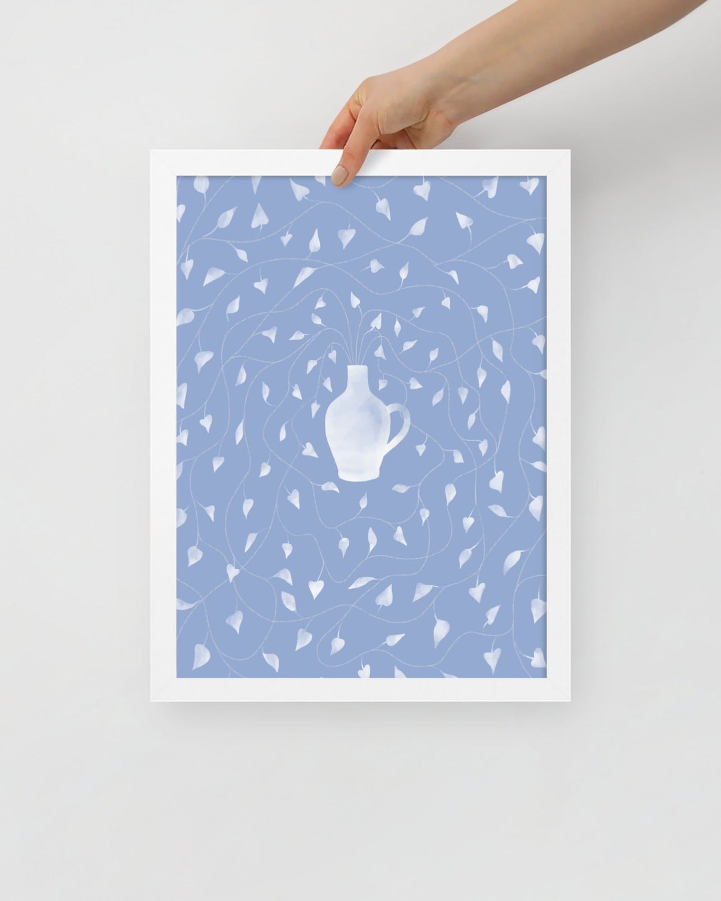 'Vase - Blue' 30×40 cm Fine Art Print with White Frame - Spilt Art by Melbourne Artist Eryn Levey
