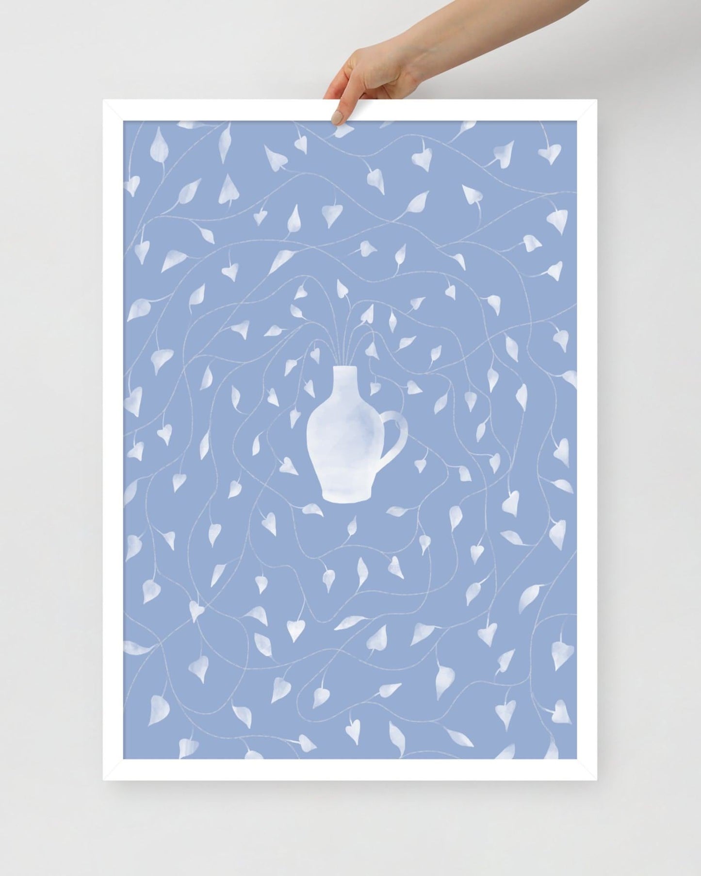 'Vase - Blue' 50×70 cm Fine Art Print with White Frame - Spilt Art by Melbourne Artist Eryn Levey