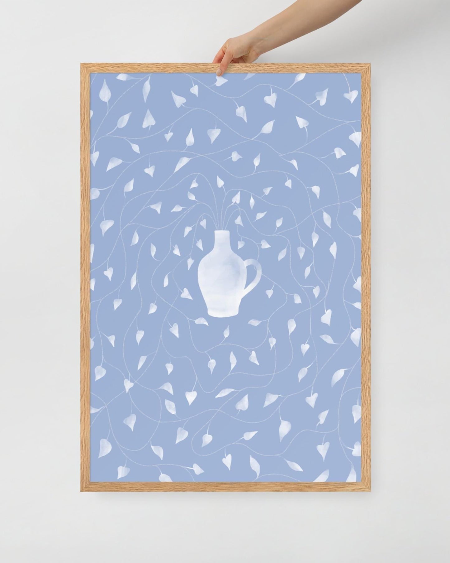 'Vase - Blue' 61×91 cm Fine Art Print with Oak Frame - Spilt Art by Melbourne Artist Eryn Levey