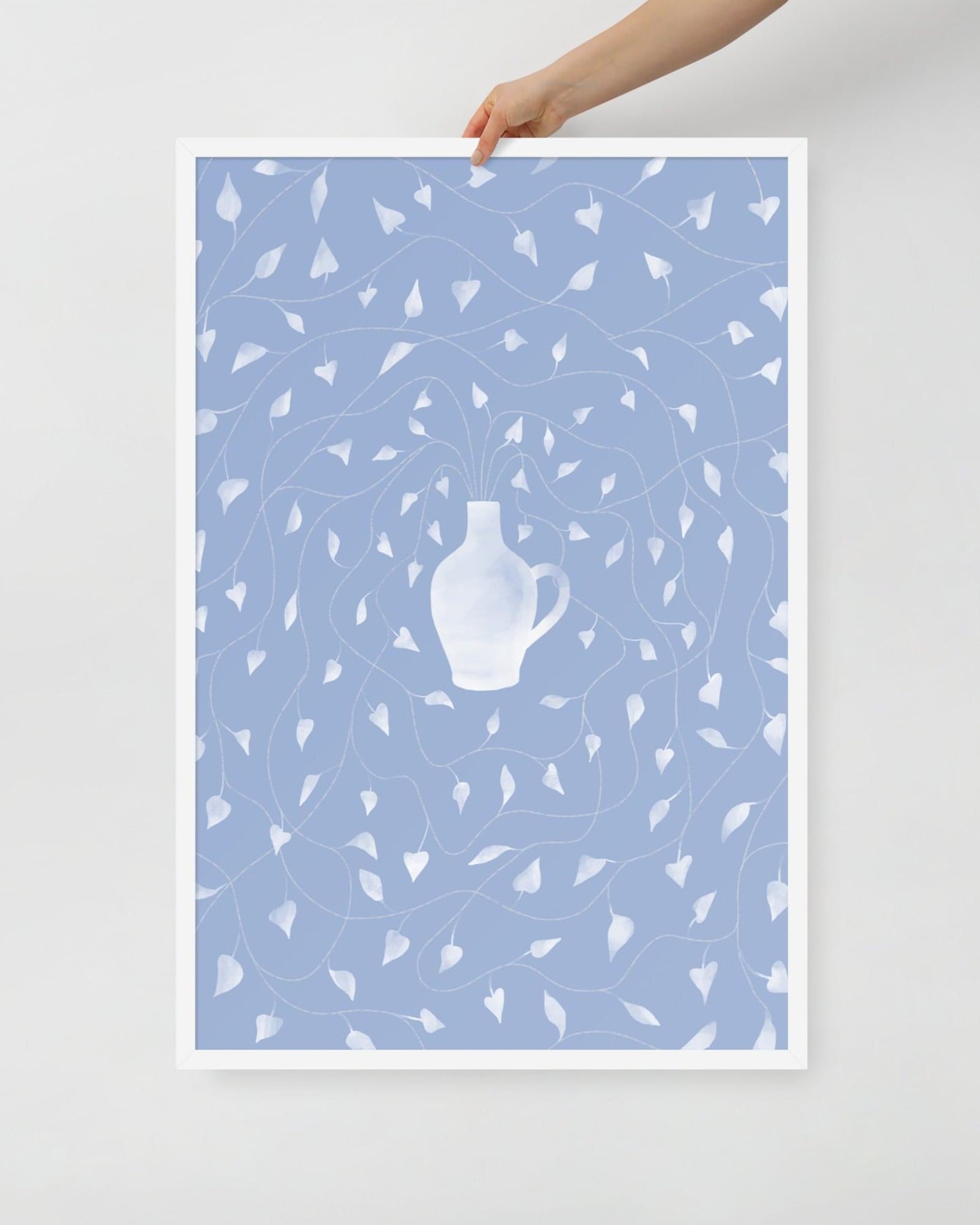 'Vase - Blue' 61×91 cm Fine Art Print with White Frame - Spilt Art by Melbourne Artist Eryn Levey