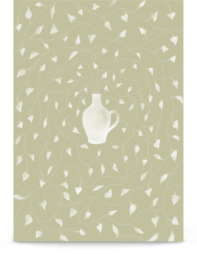 'Vase - Green' 21×30 cm Fine Art Print with No Frame - Spilt Art by Melbourne Artist Eryn Levey