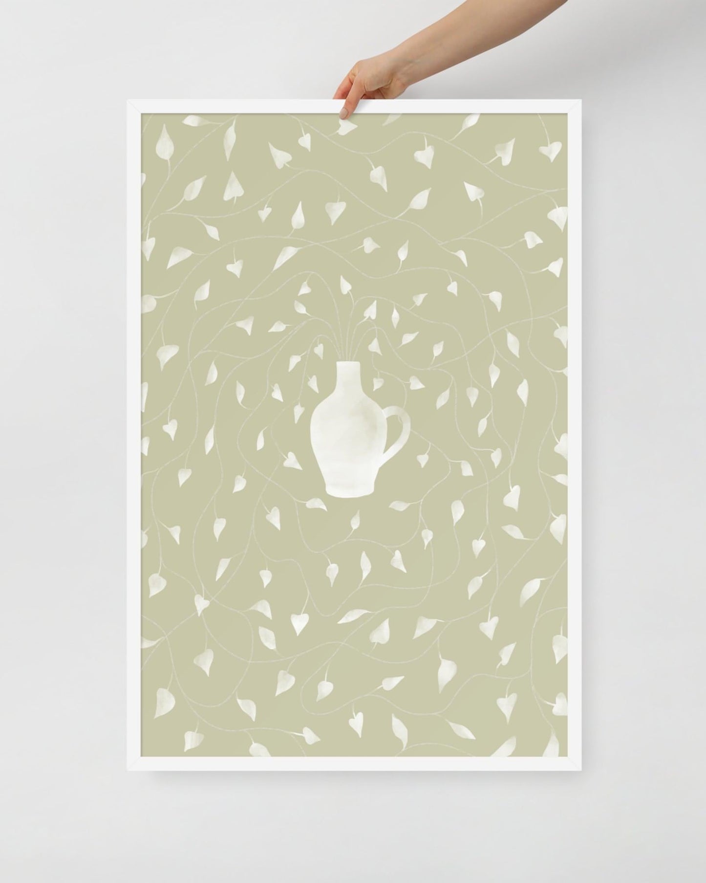 'Vase - Green' 61×91 cm Fine Art Print with White Frame - Spilt Art by Melbourne Artist Eryn Levey