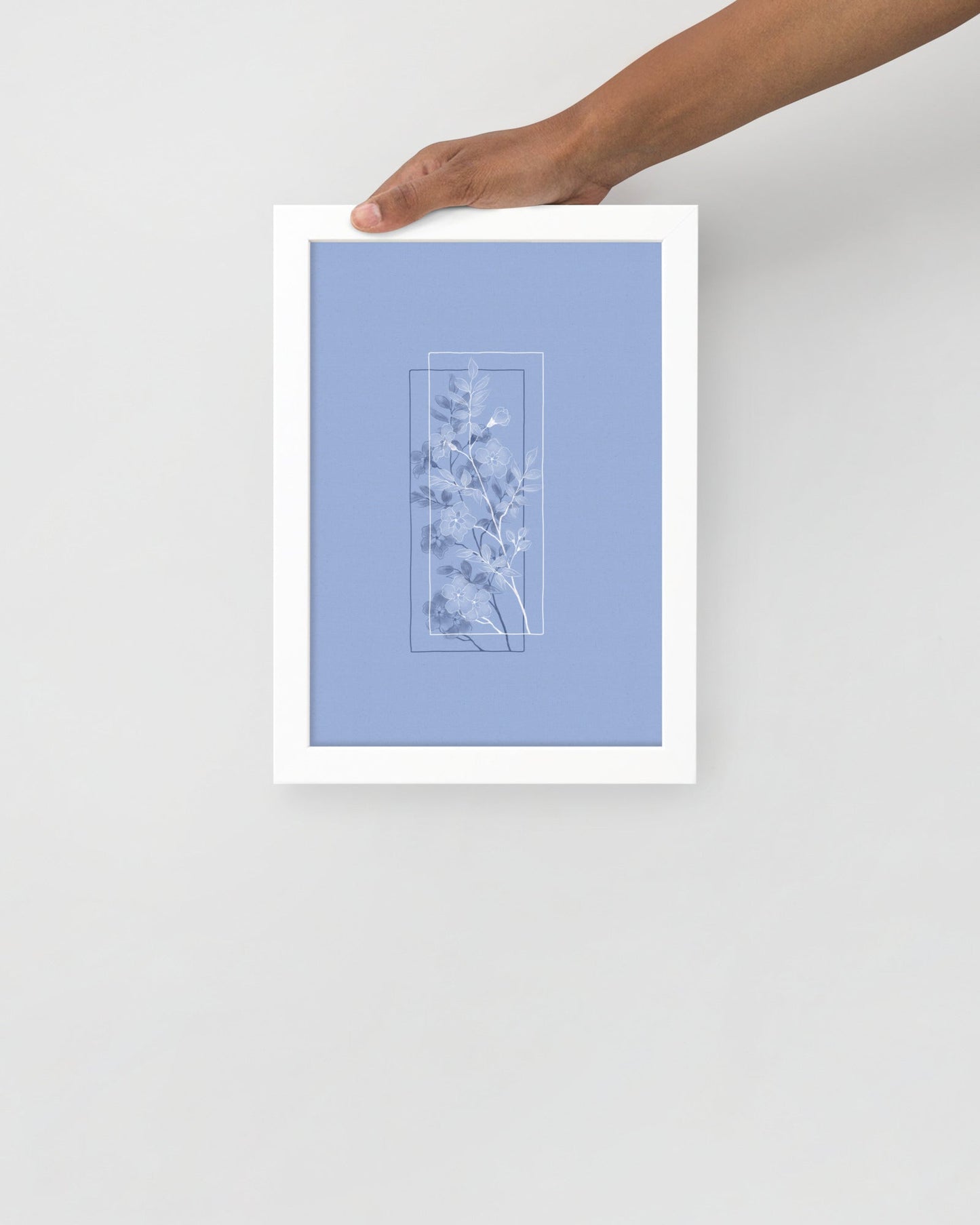 'Window Flower - Blue' 21×30 cm Fine Art Print with White Frame - Spilt Art by Melbourne Artist Eryn Levey