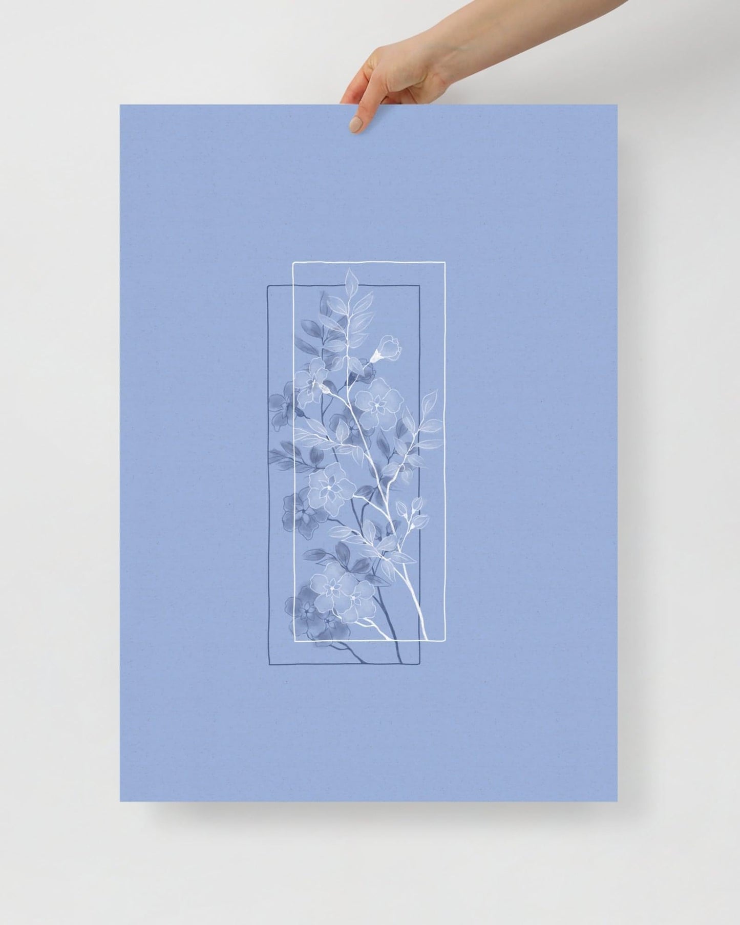 'Window Flower - Blue' 50×70 cm Fine Art Print with No Frame - Spilt Art by Melbourne Artist Eryn Levey