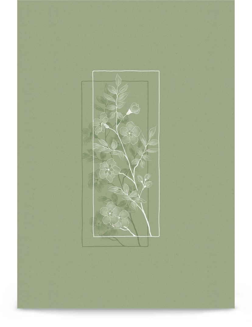 'Window Flower - Green' 21×30 cm Fine Art Print with No Frame - Spilt Art by Melbourne Artist Eryn Levey