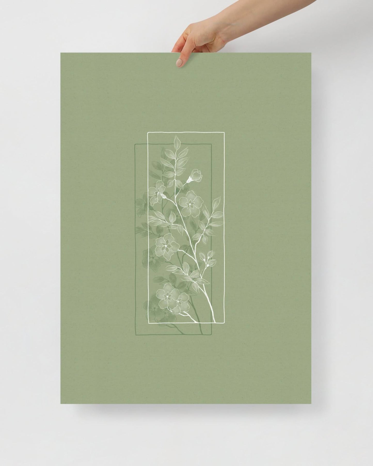 'Window Flower - Green' 50×70 cm Fine Art Print with No Frame - Spilt Art by Melbourne Artist Eryn Levey