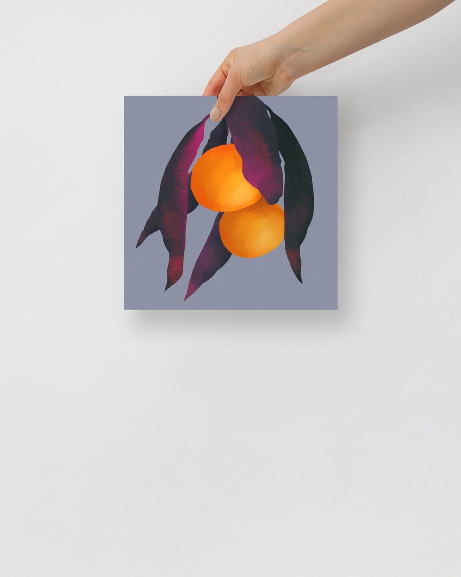 'Oranges - Purple' 10×10 in (25.4cm) Fine Art Print with No Frame - Spilt Art by Melbourne Artist Eryn Levey