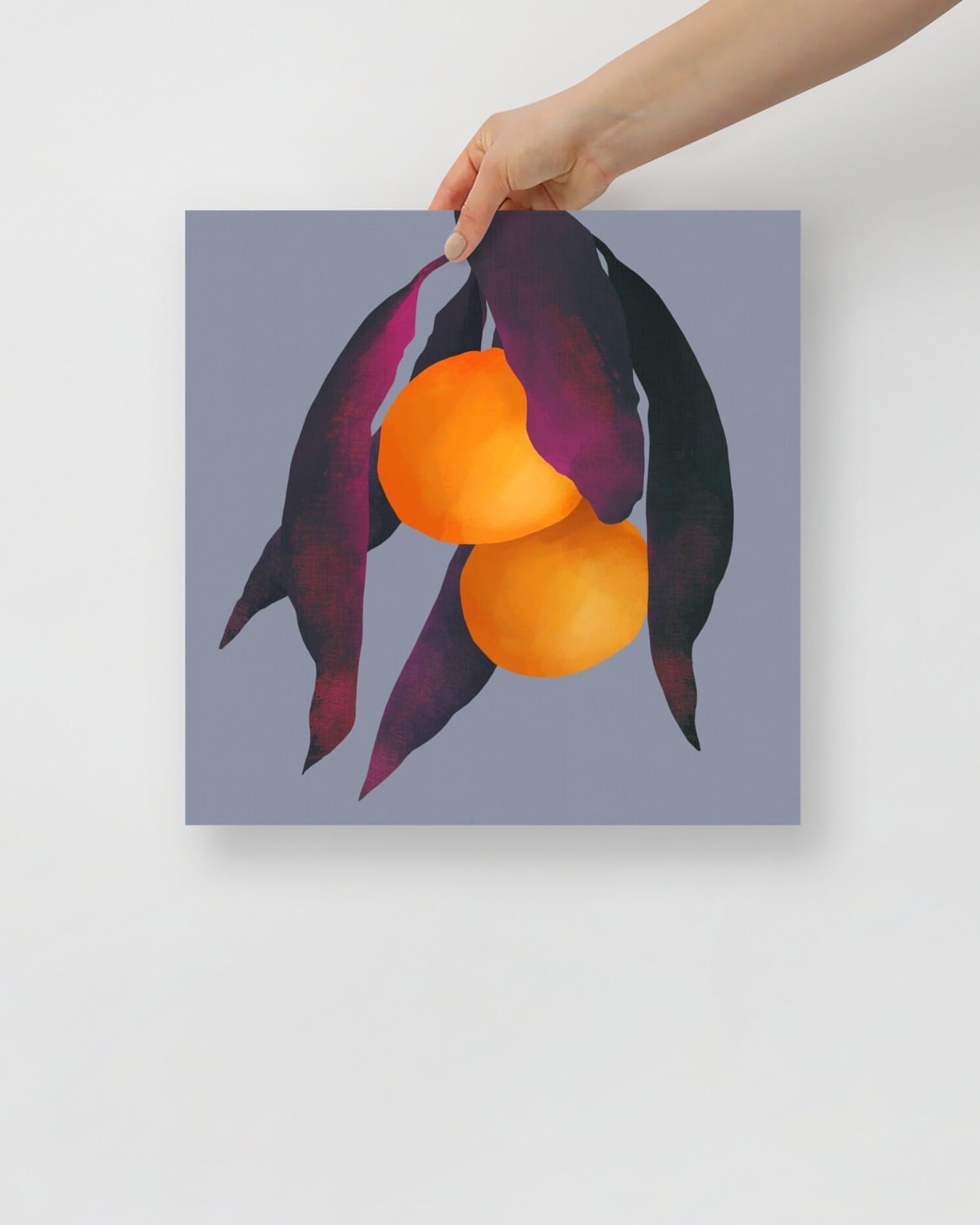 'Oranges - Purple' 12×12 in (30.48cm) Fine Art Print with No Frame - Spilt Art by Melbourne Artist Eryn Levey