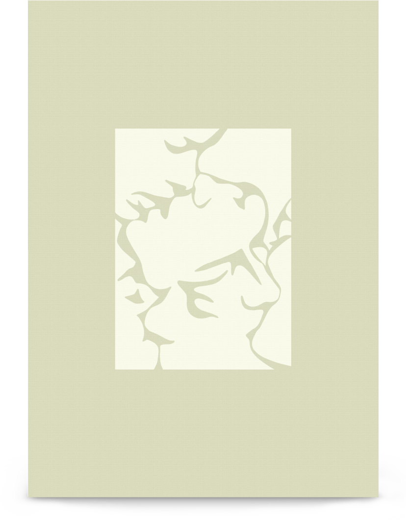 'Three Kisses - Green' 21×30 cm Fine Art Print with No Frame - Spilt Art by Melbourne Artist Eryn Levey